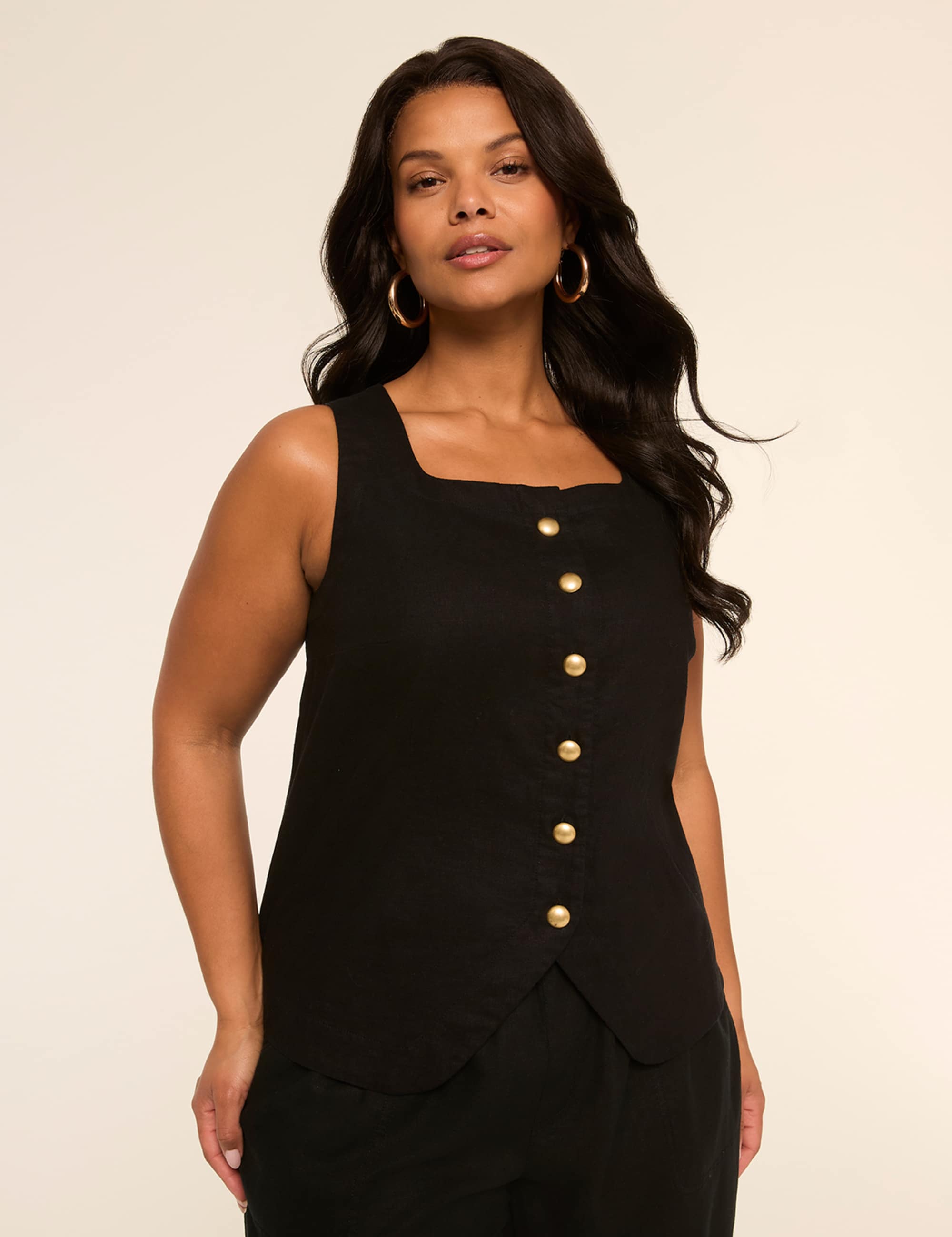 Tailored Linen-Blend Vest
