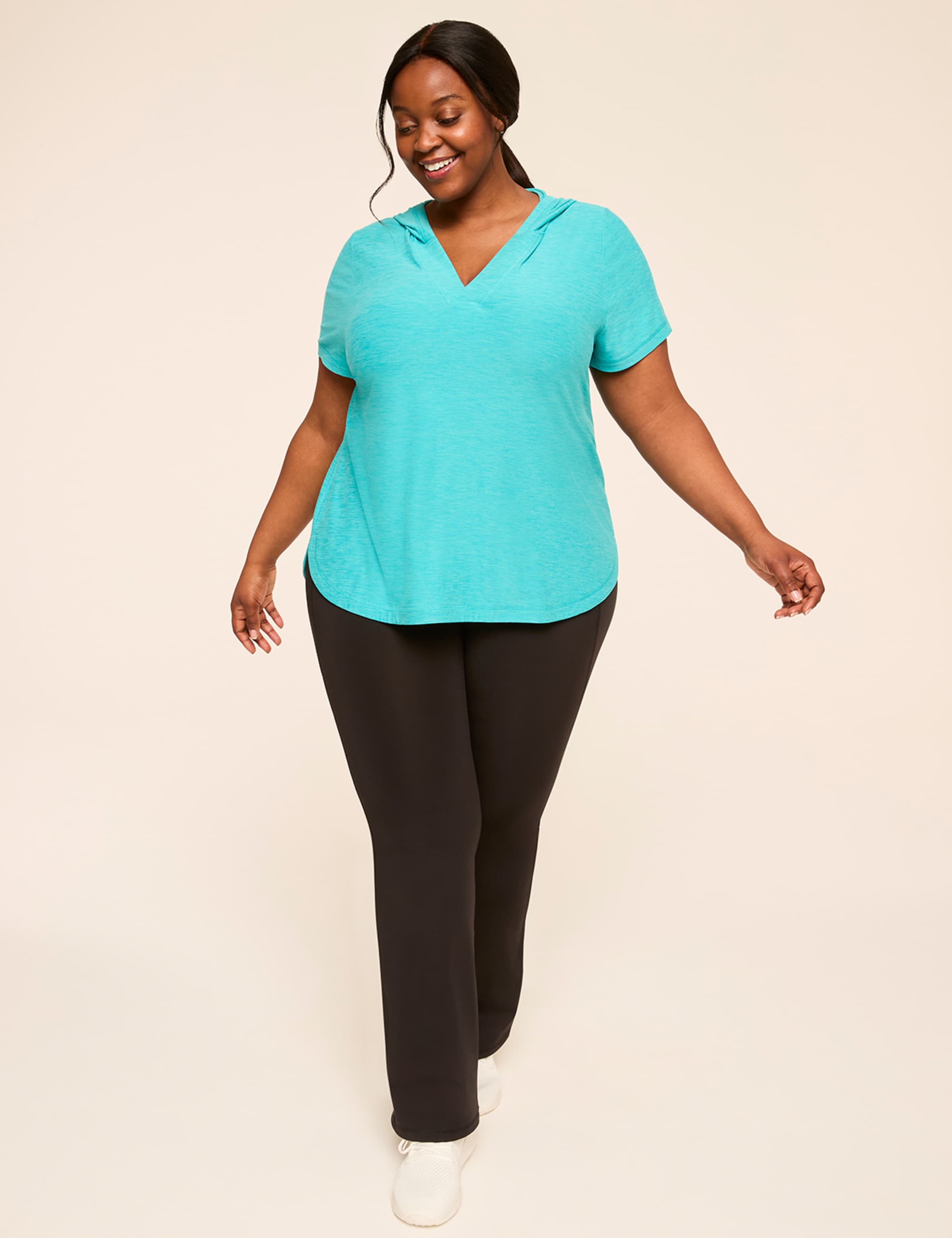 LIVI Soft Short-Sleeve V-Neck Hoodie