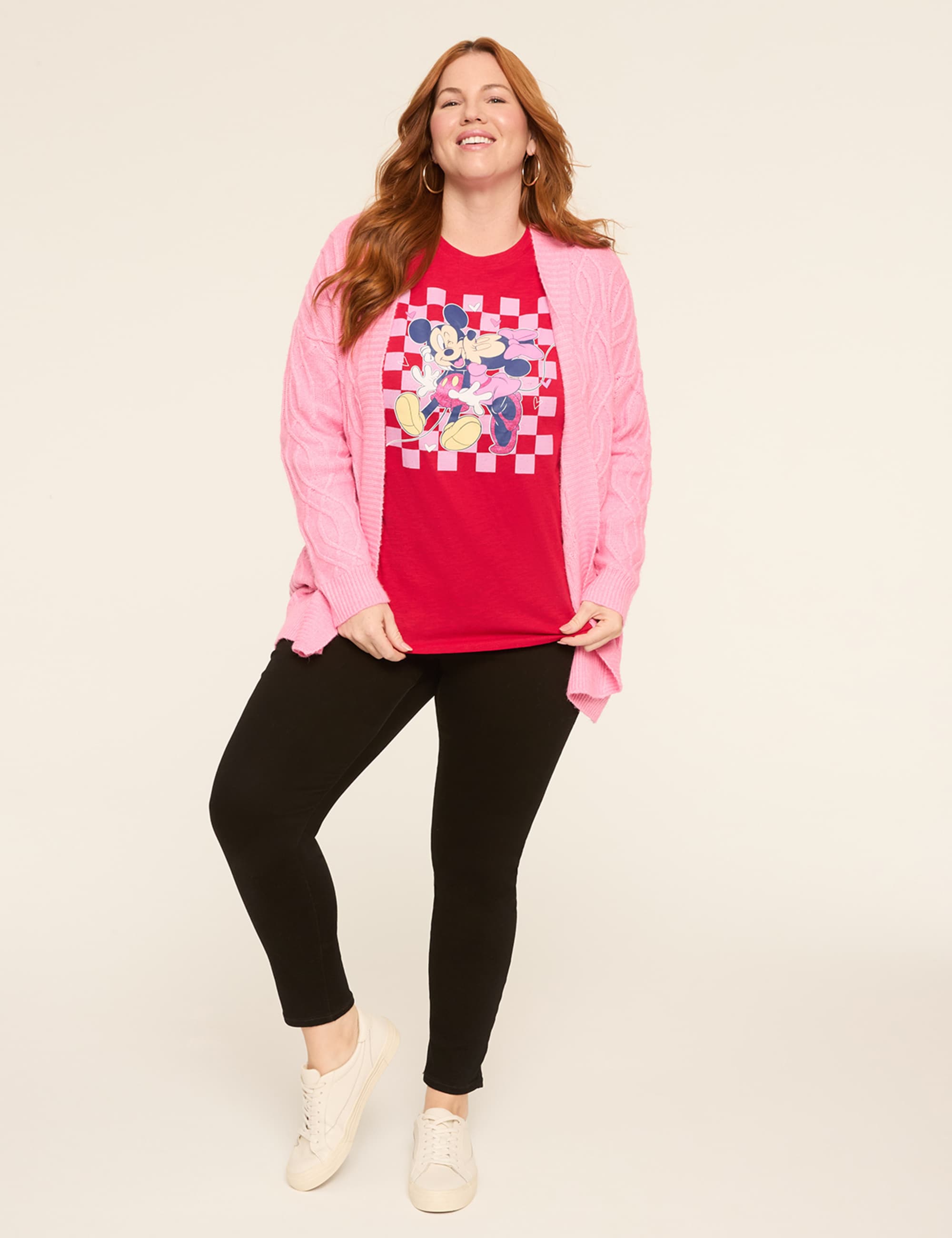 Glitter Mickey & Minnie Kiss Long-Sleeve Graphic Tee