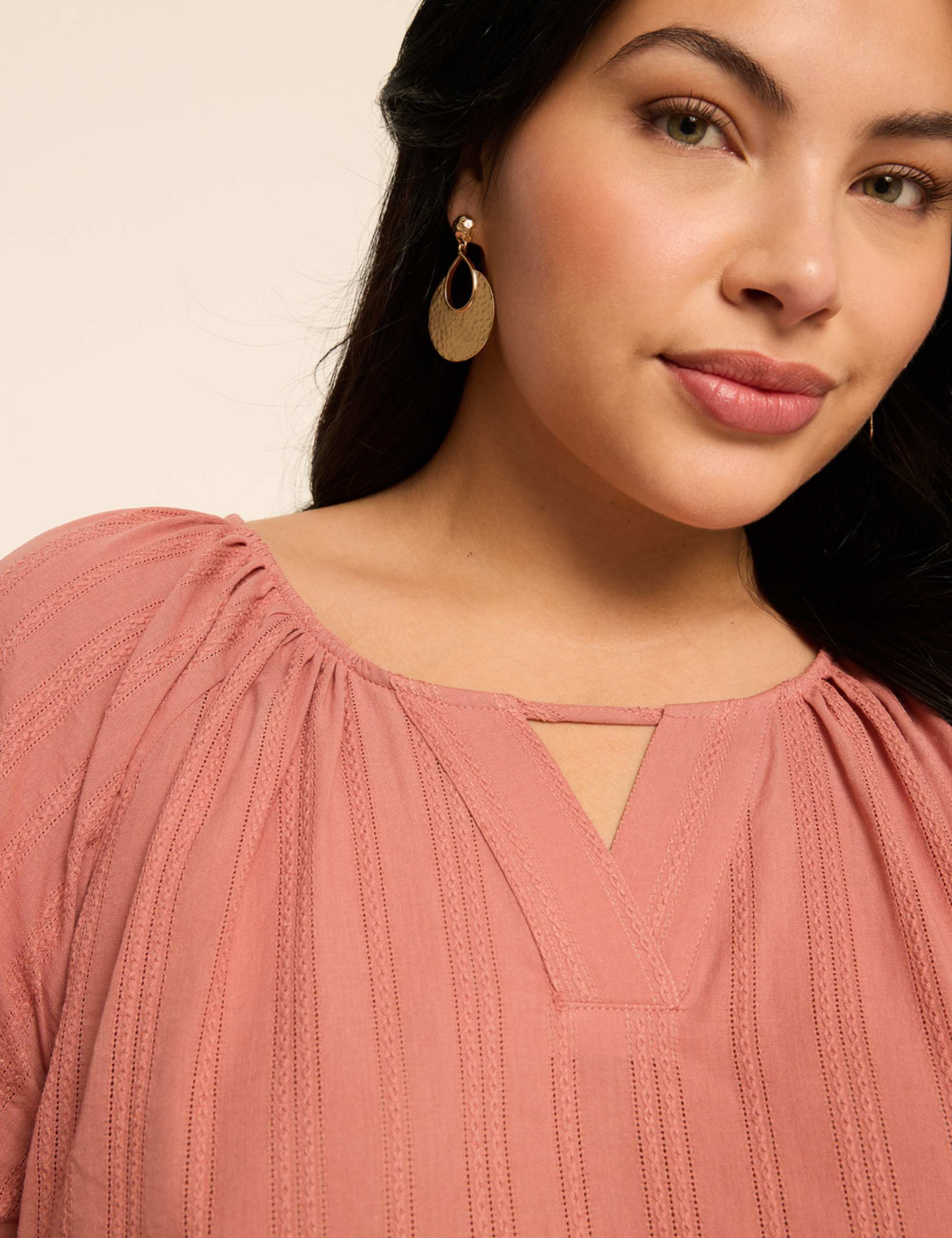 Puff-Sleeve Keyhole Top