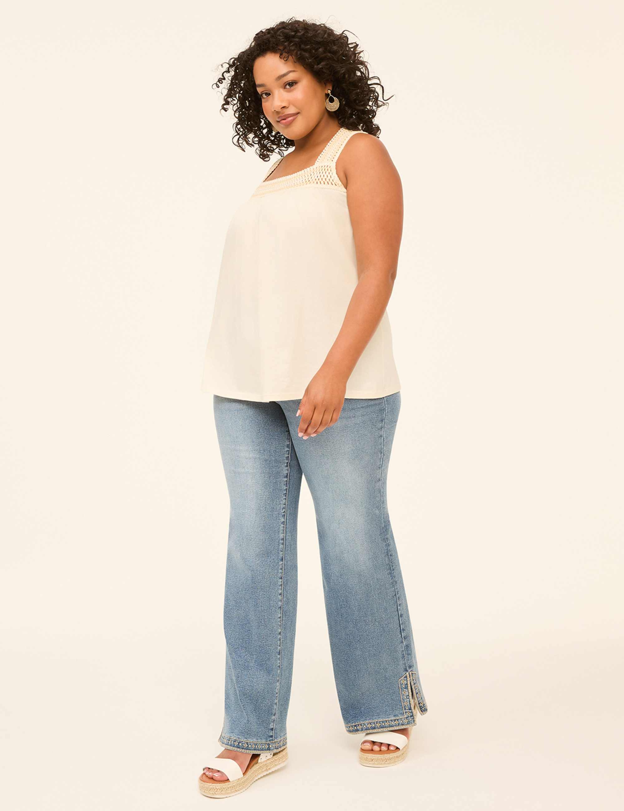 Genius Embroidered Split-Hem Boot Jean