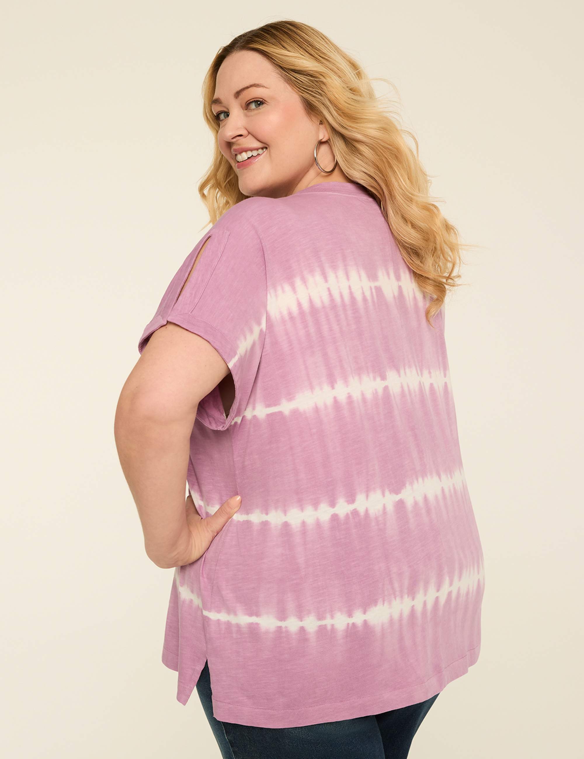 Cutaway-Sleeve Crew-Neck Top