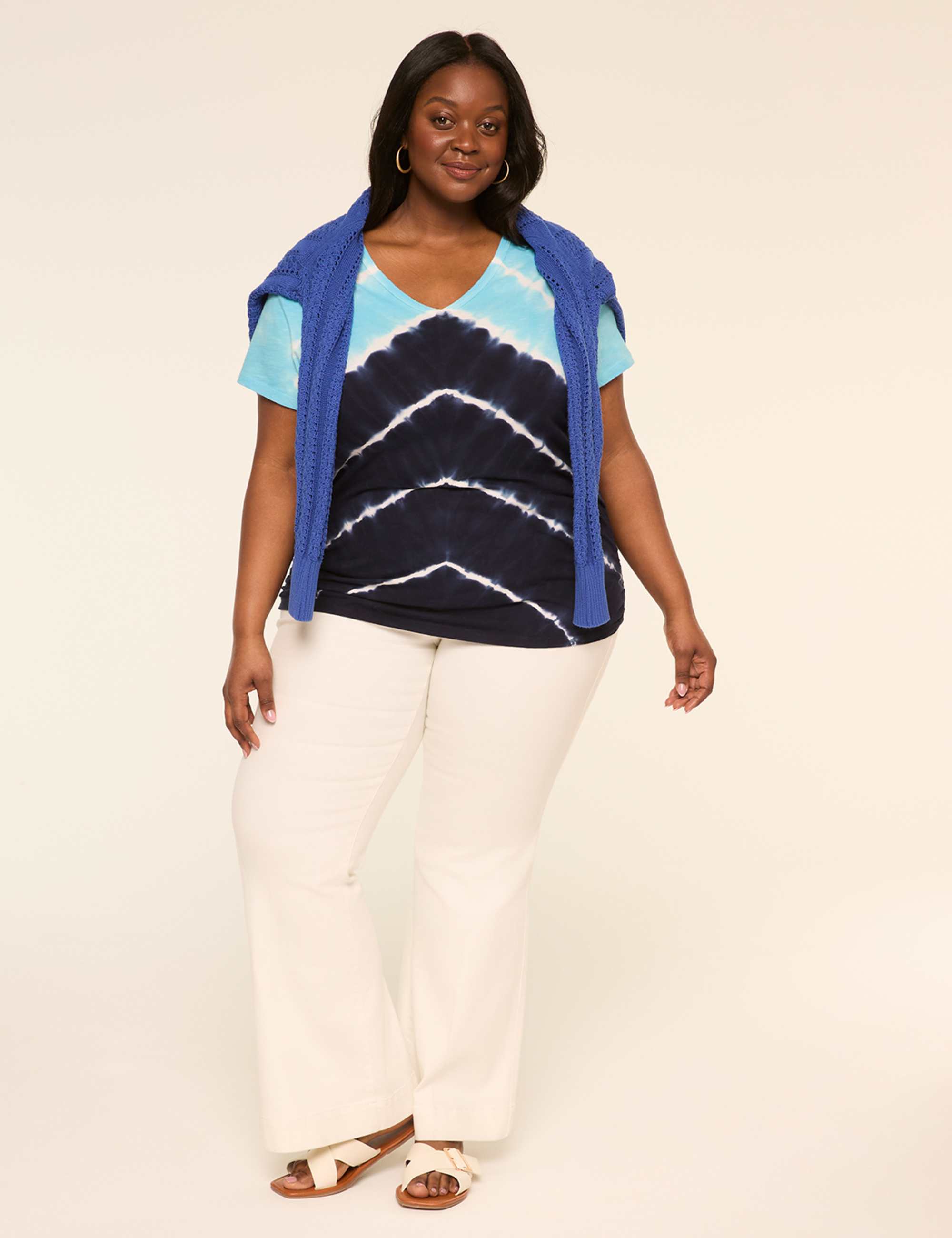 Short-Sleeve V-Neck Side-Ruched Tee