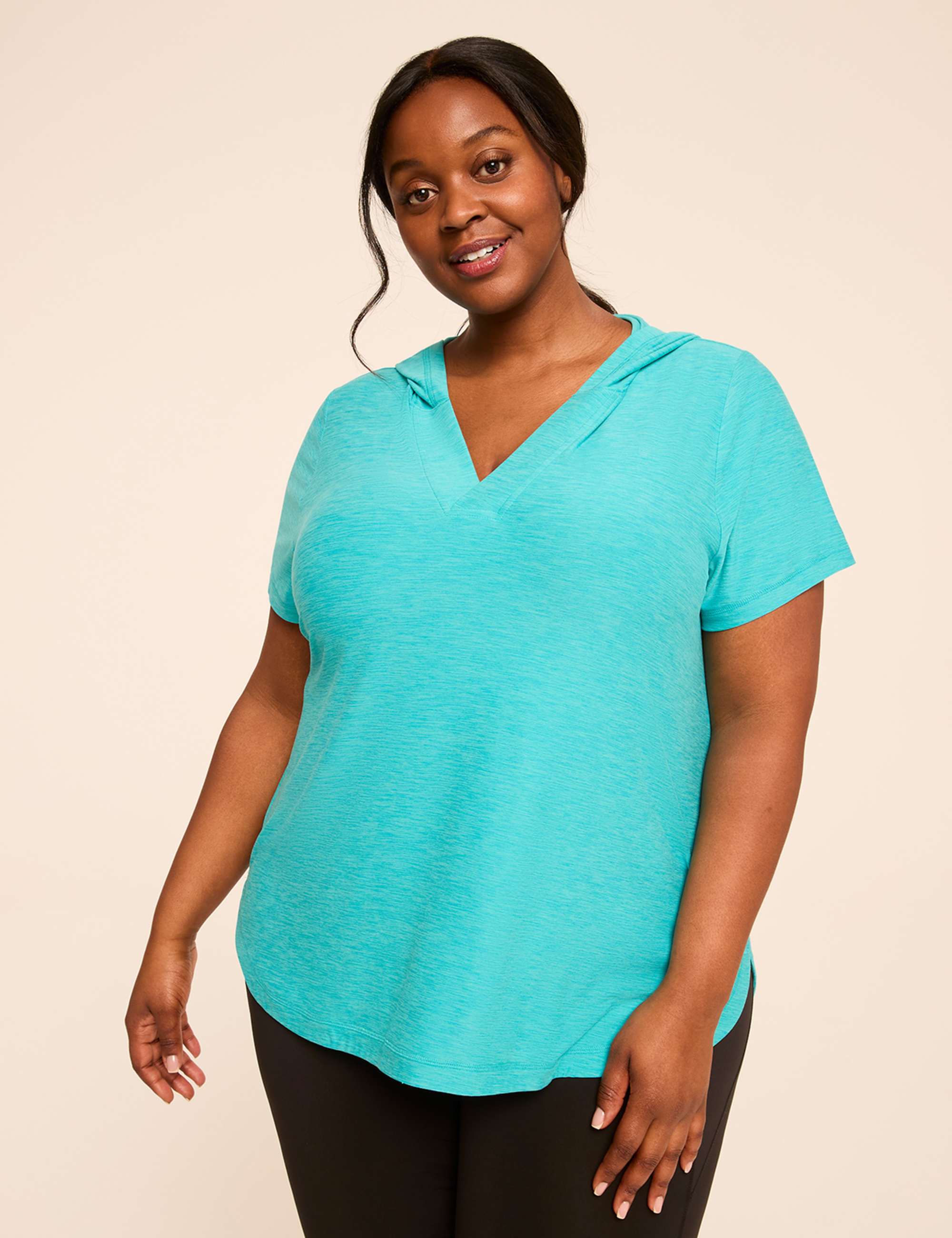 LIVI Soft Short-Sleeve V-Neck Hoodie