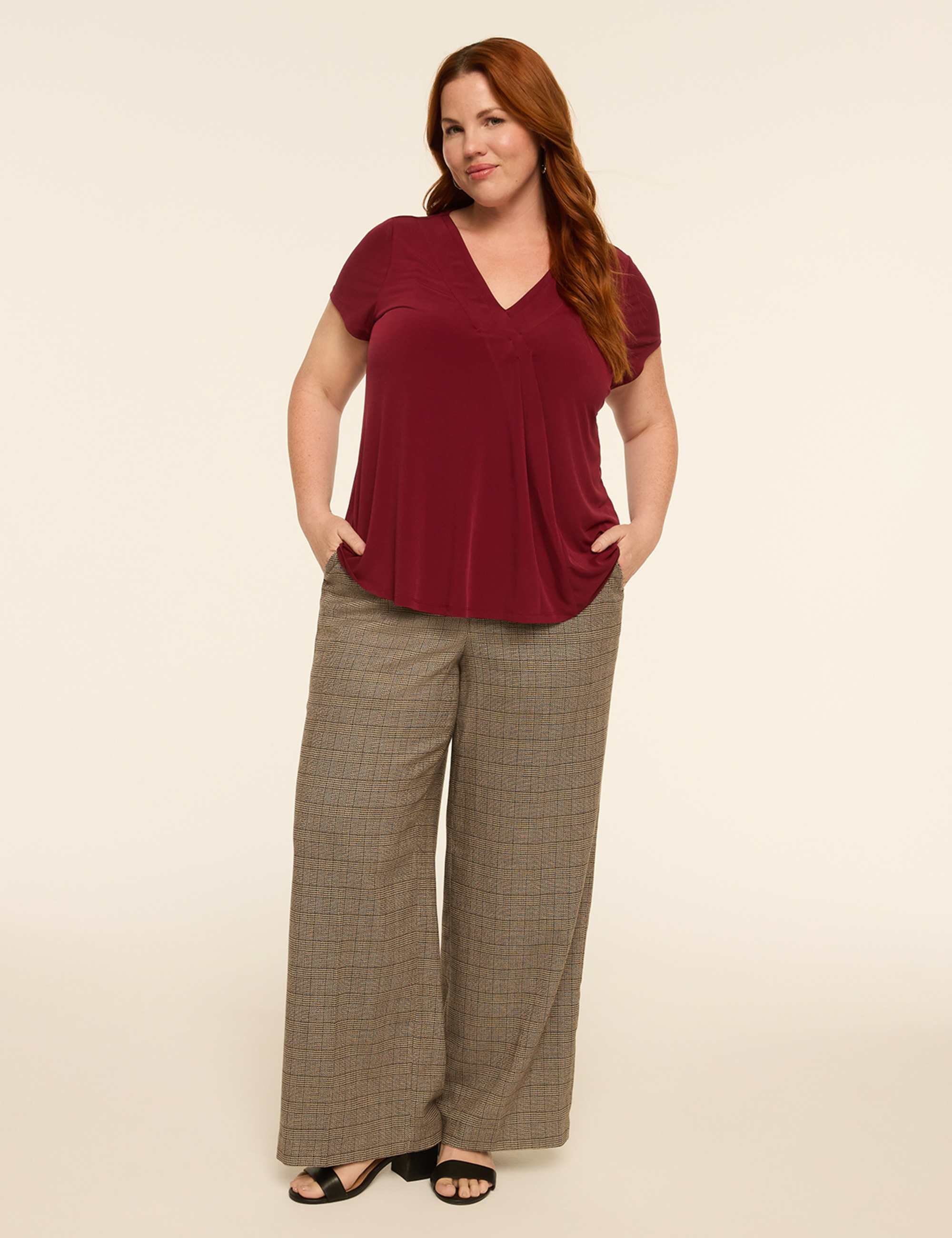 Perfect Drape High-Rise Wide Leg Plaid Pant