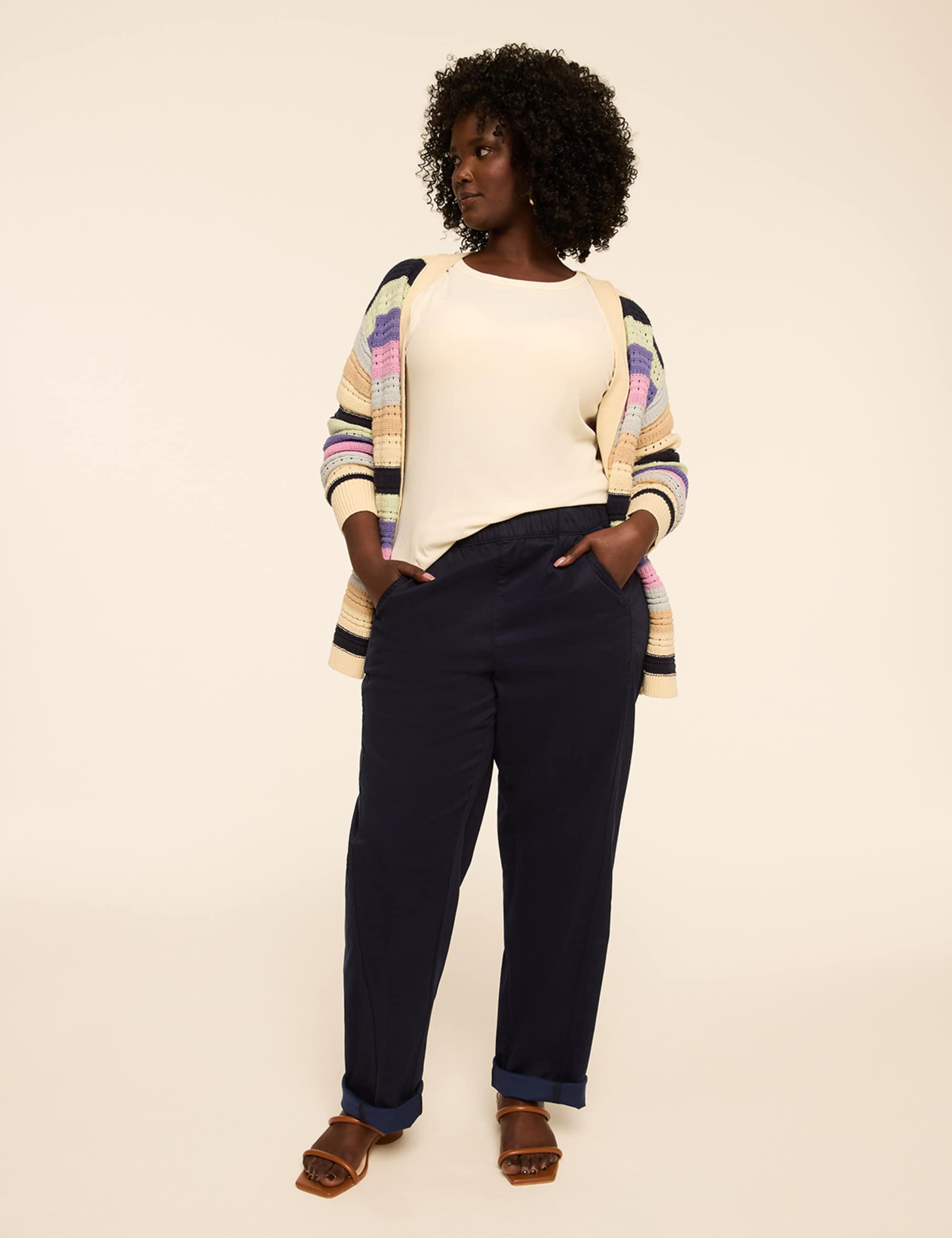 Pull-On Sateen Chino Ankle Pant