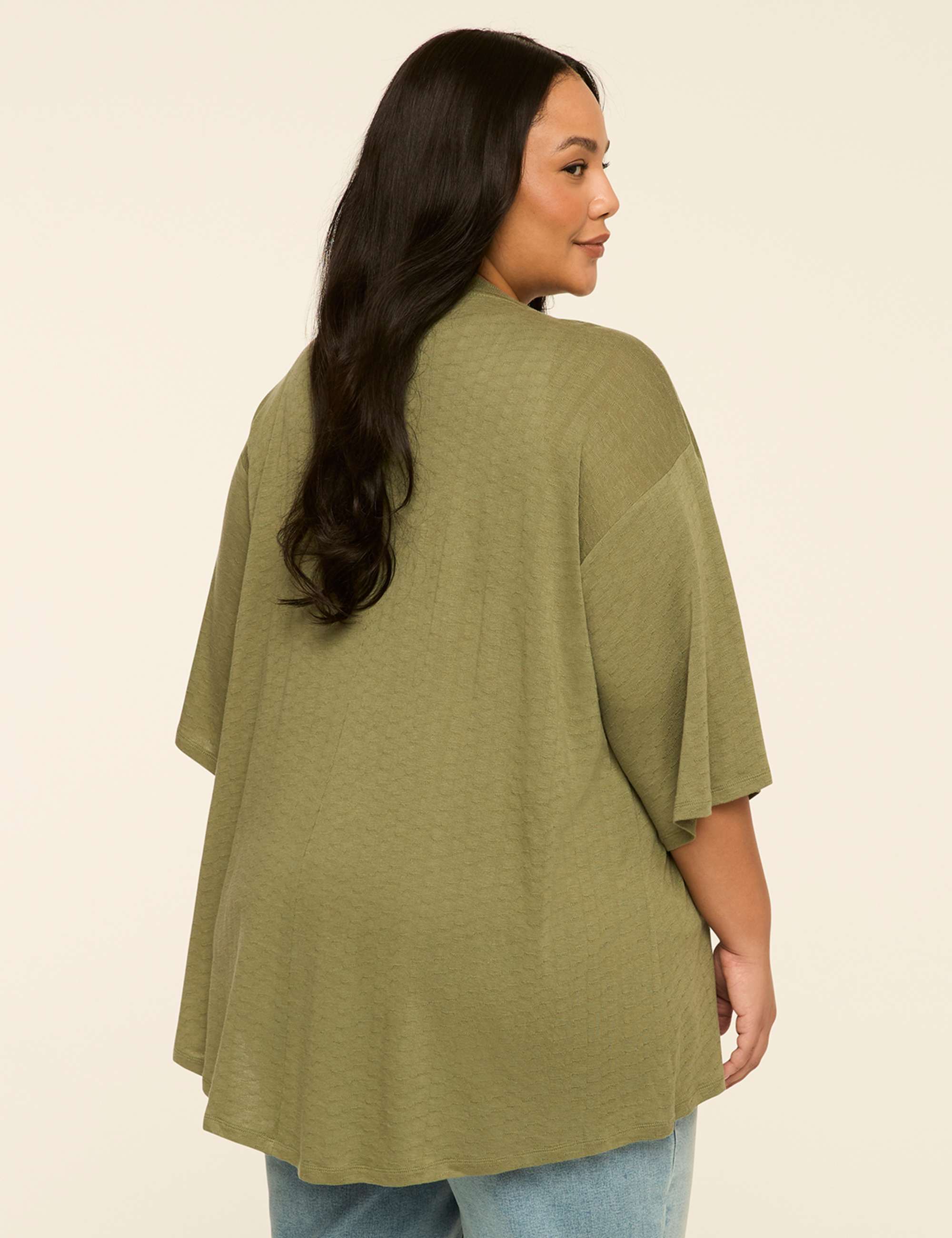 Elbow-Sleeve Open-Front Overpiece