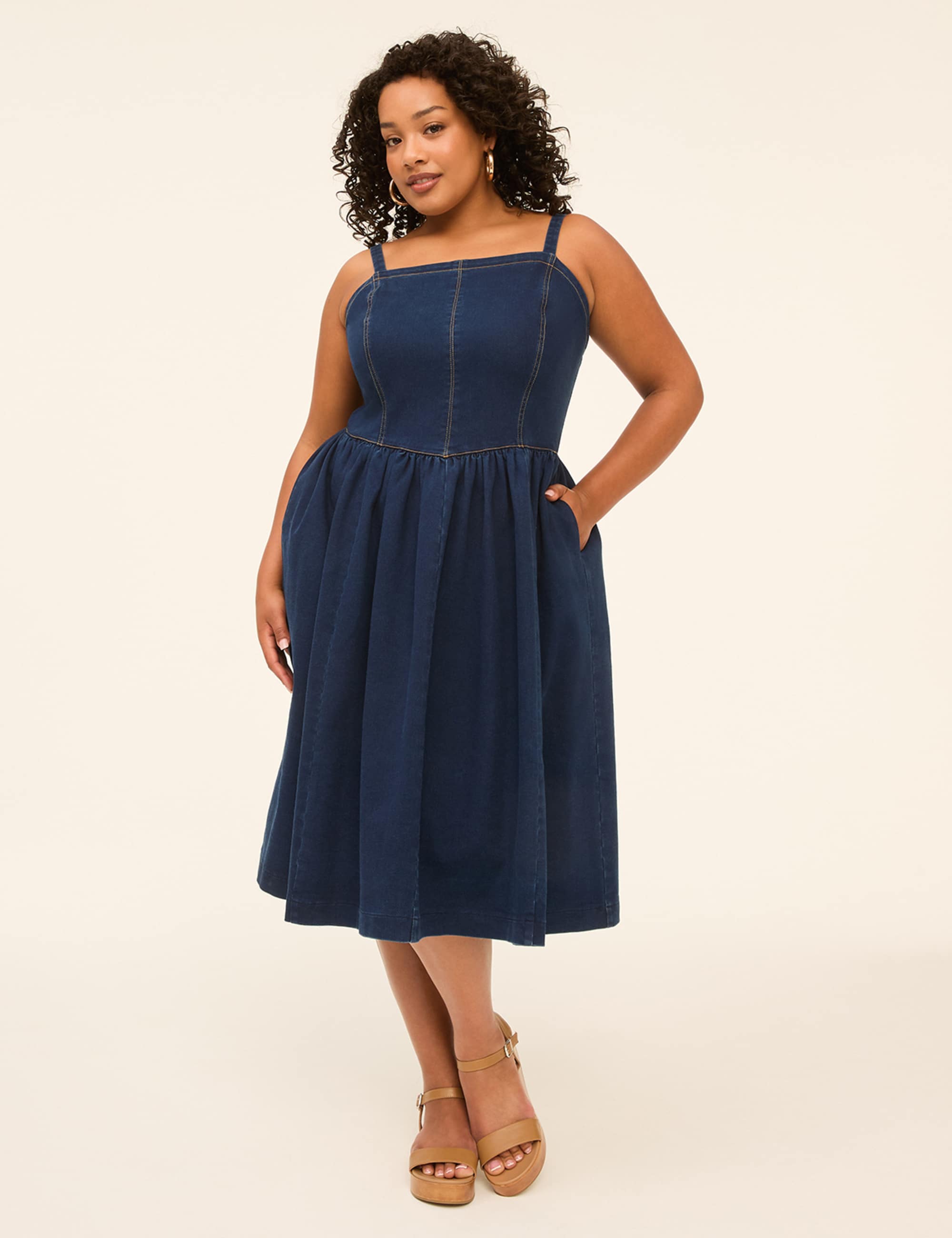 Knit Denim Midi Dress