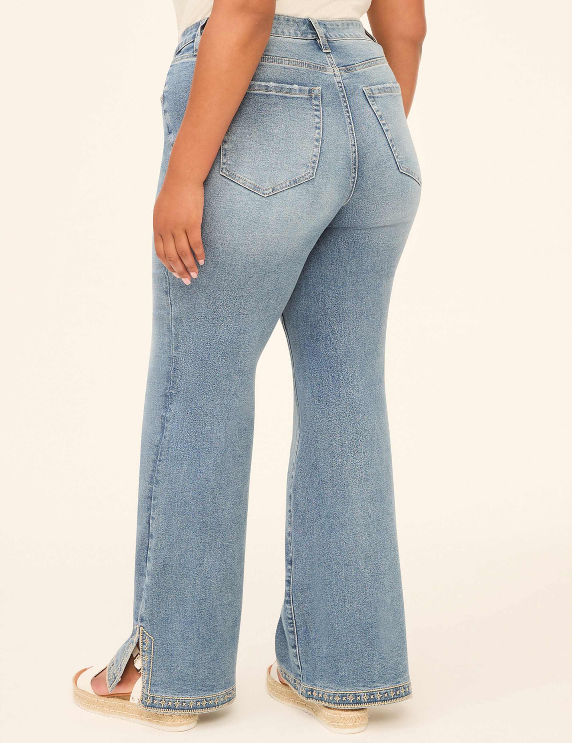 Genius Embroidered Split-Hem Boot Jean