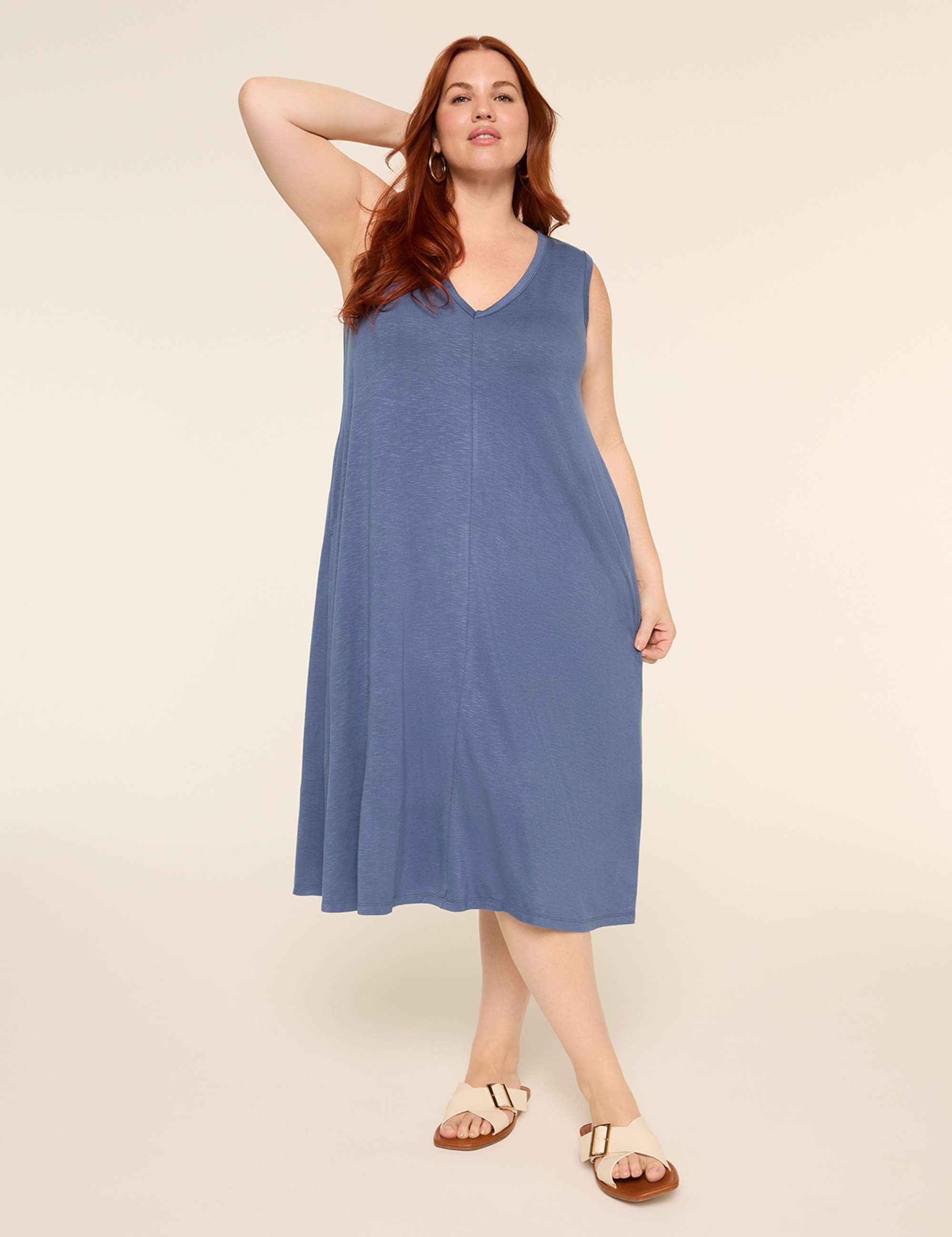 Sleeveless Macrame-Detail T-Shirt Dress