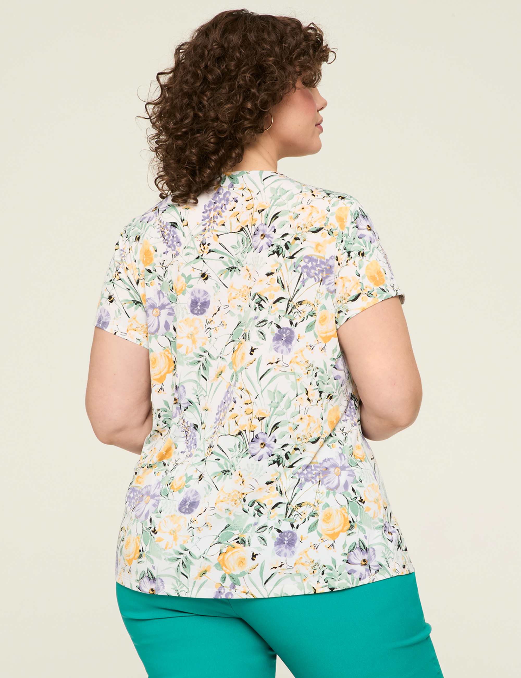 Cap-Sleeve Pleat-Front Top