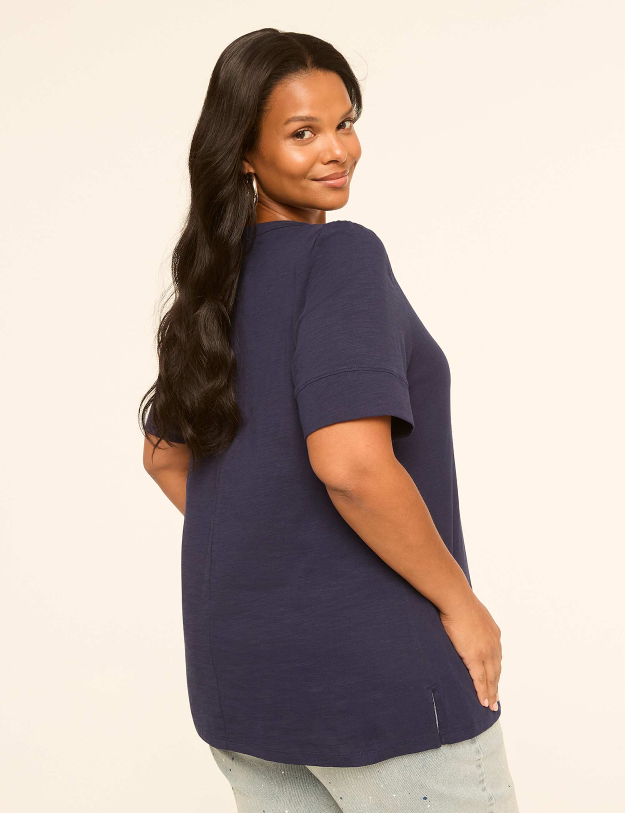 Puff-Sleeve Henley Tee