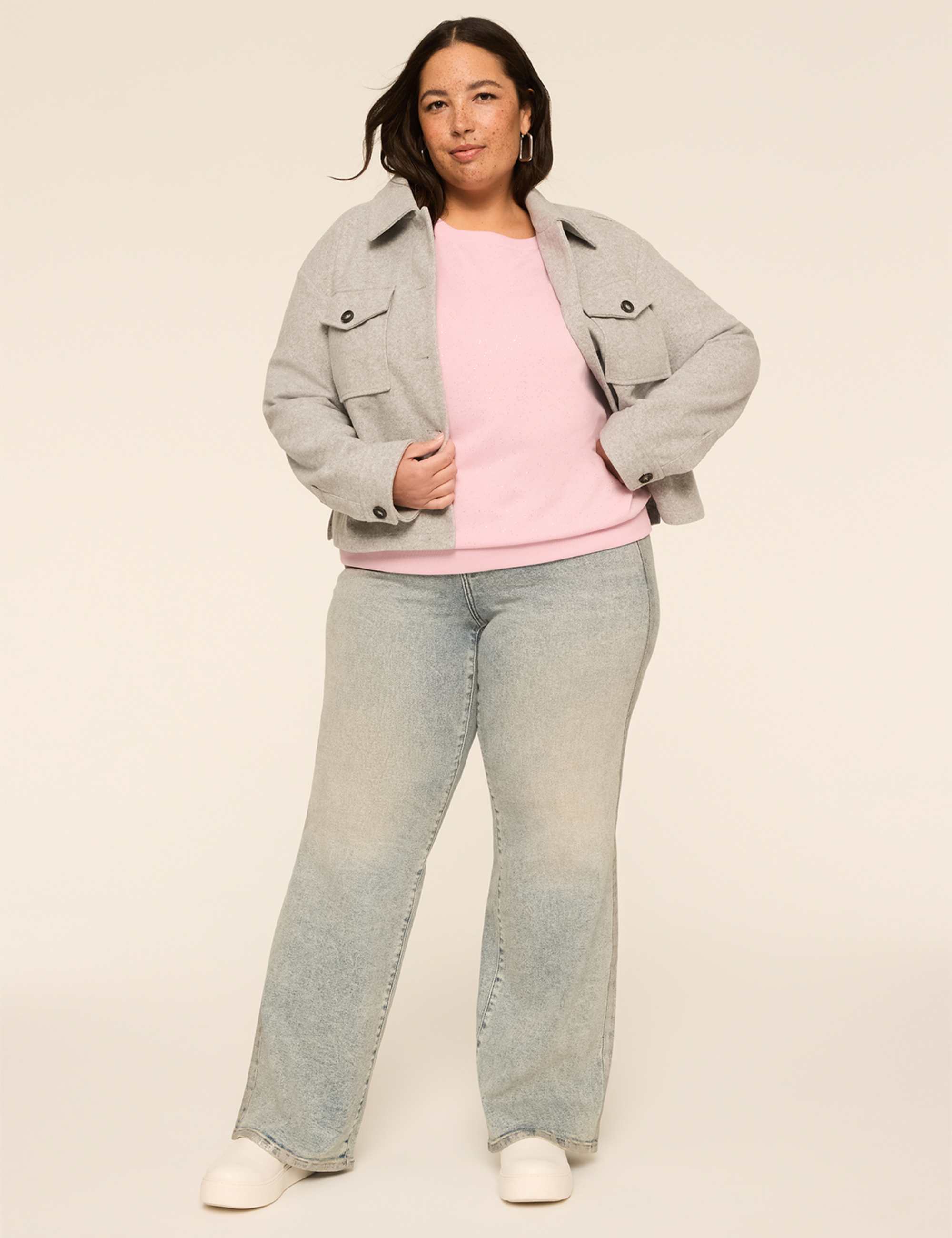Sparkle Knit Long-Sleeve Crew-Neck Sweatshirt