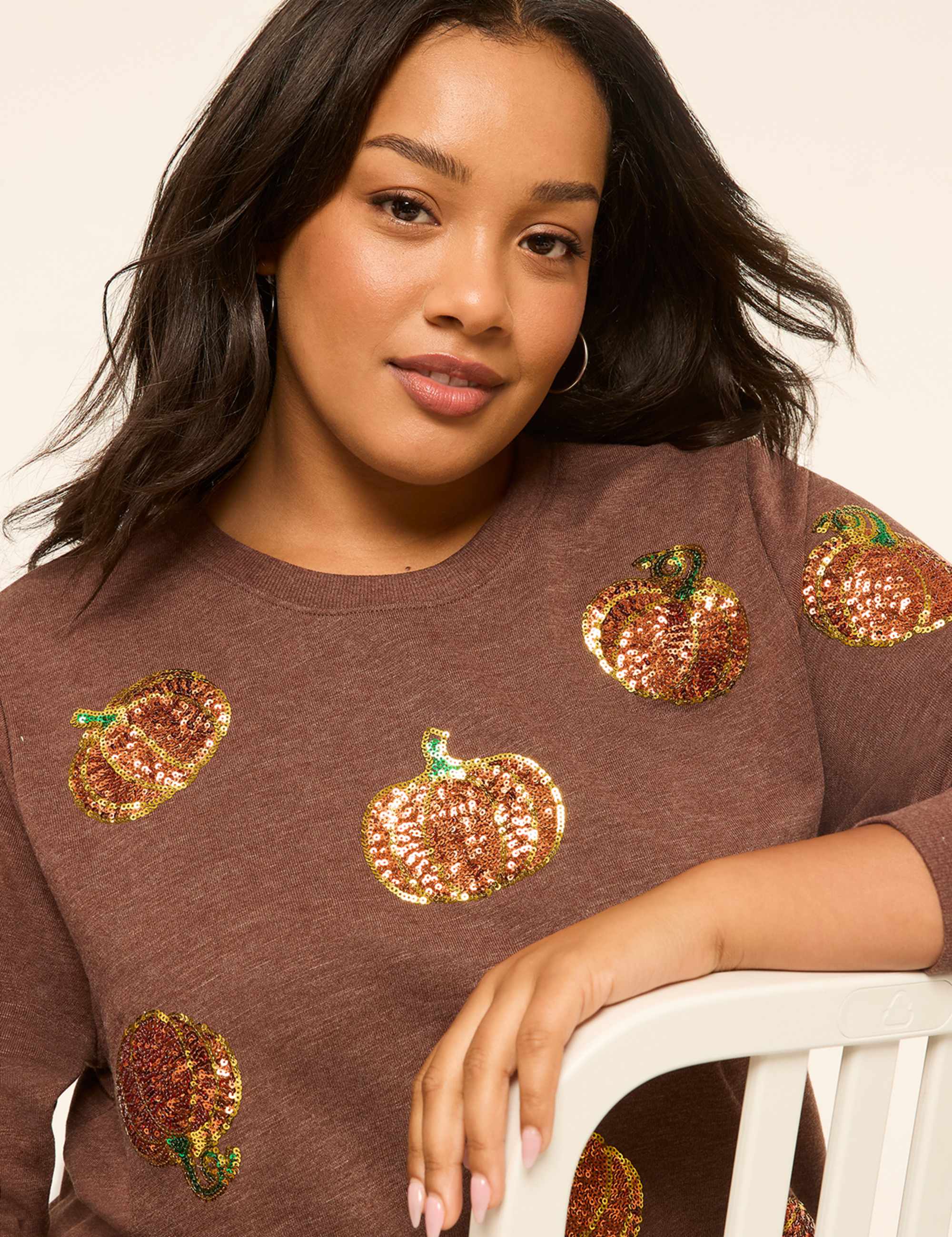 Sequin Pumpkins Graphic Sweatshirt