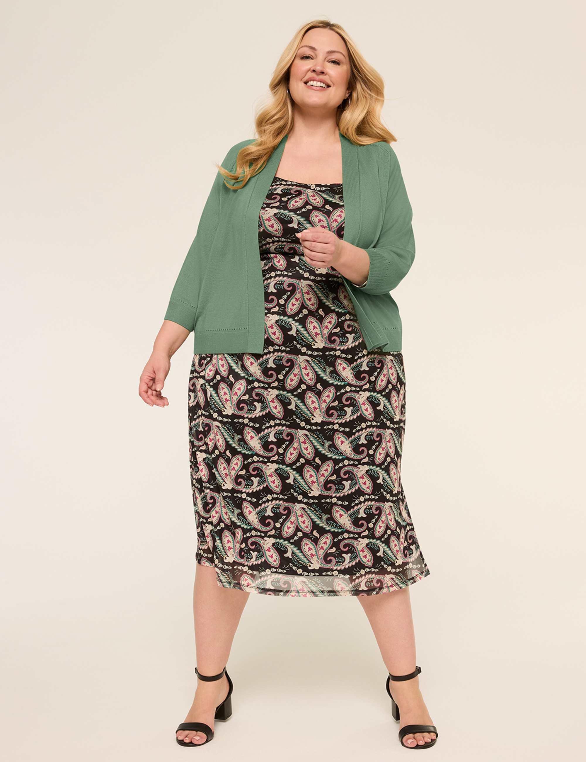 3/4-Sleeve Open-Front Shrug