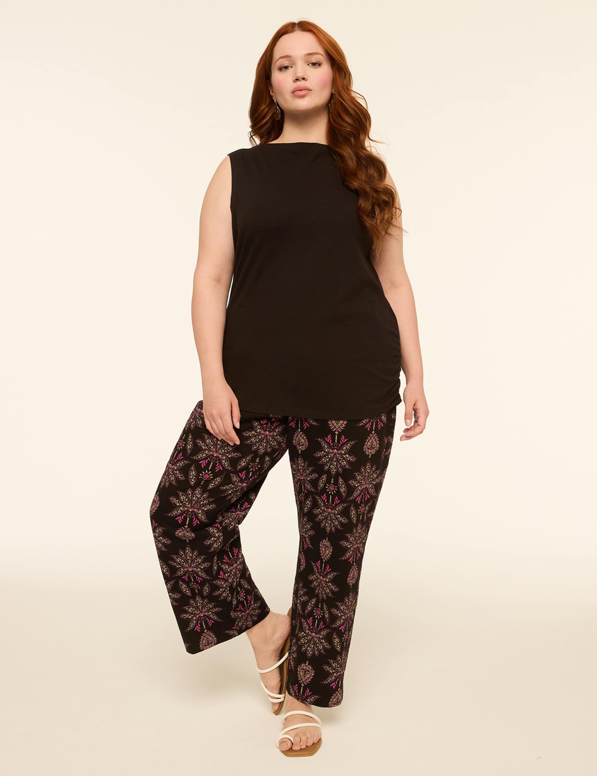 Slub Knit Pull-On Straight Leg Pant