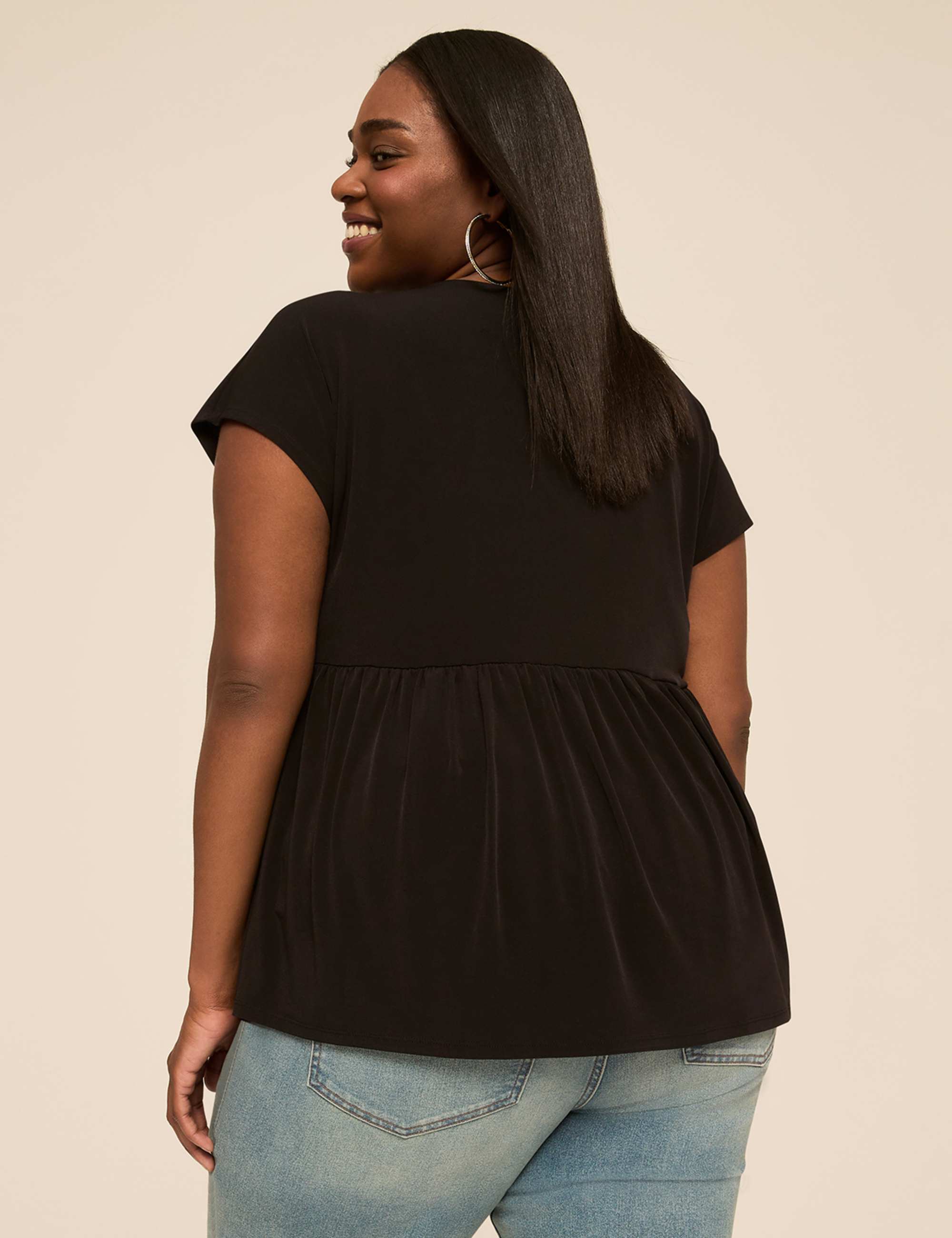 Cap-Sleeve Babydoll Top