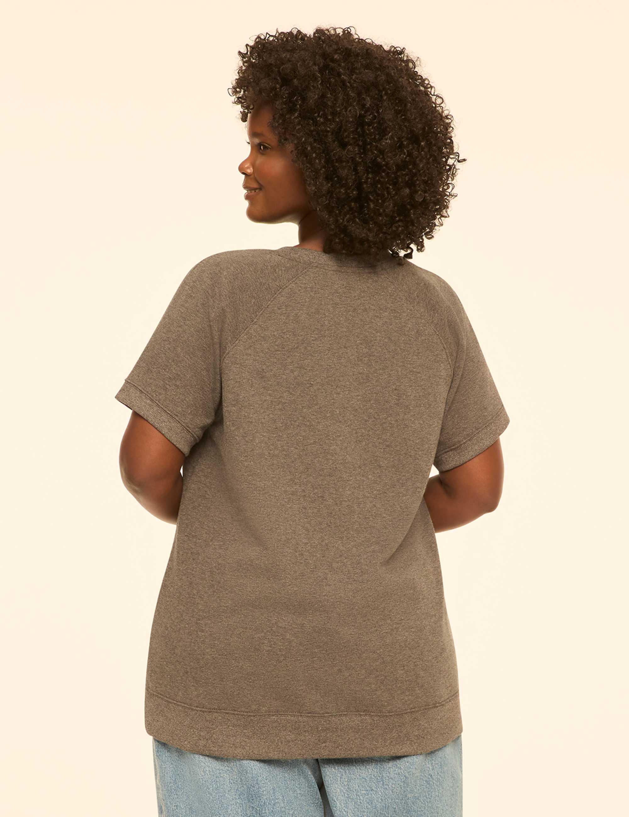 Chenille Blessed Heart Short-Sleeve Graphic Sweatshirt