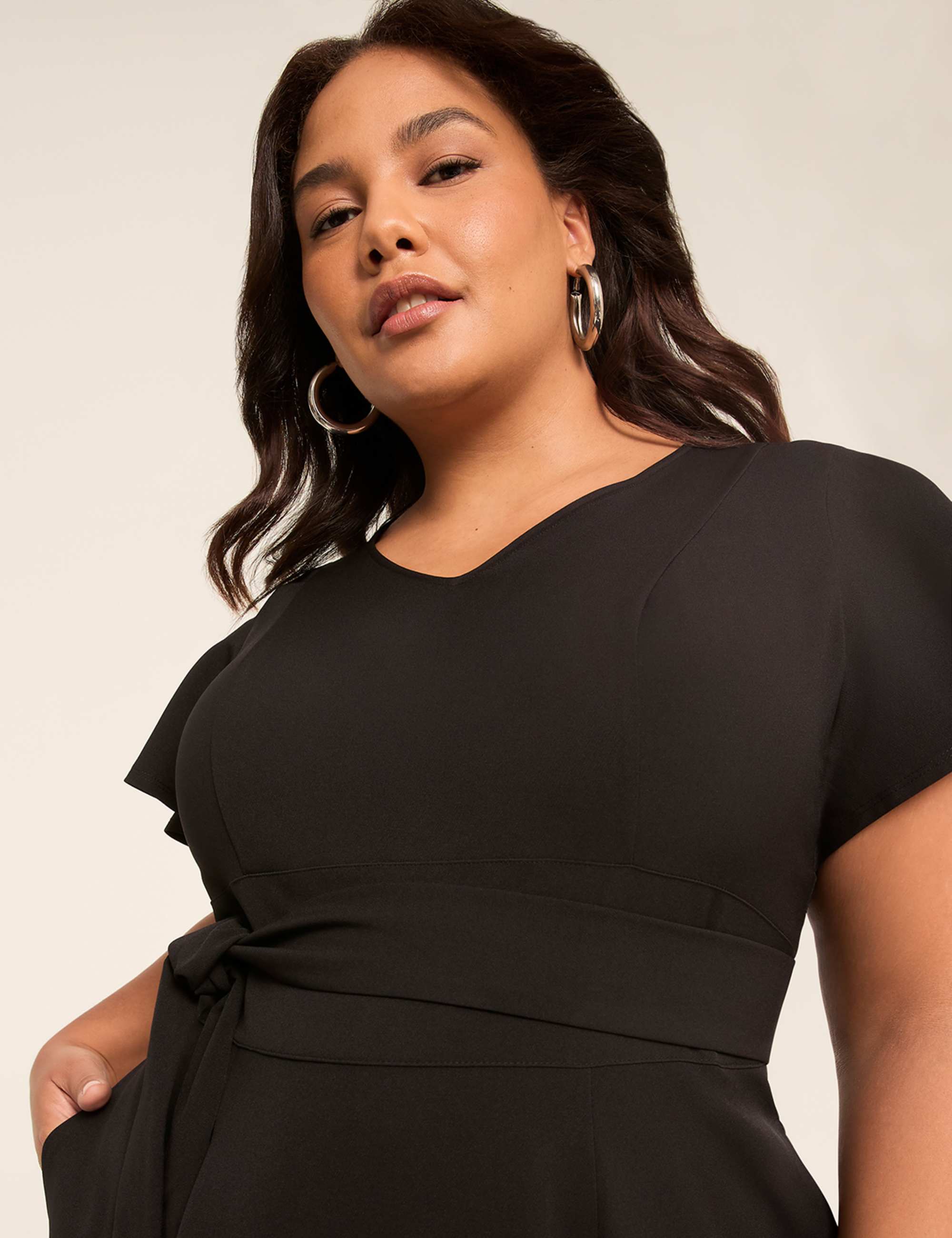Lena V-Neck High-Low Midi Dress