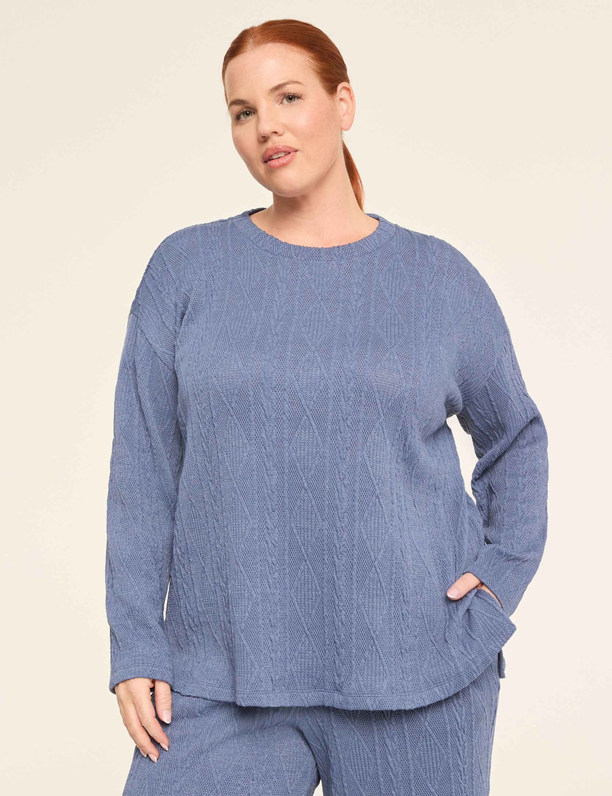 LIVI Long-Sleeve Cable Knit Texture Top