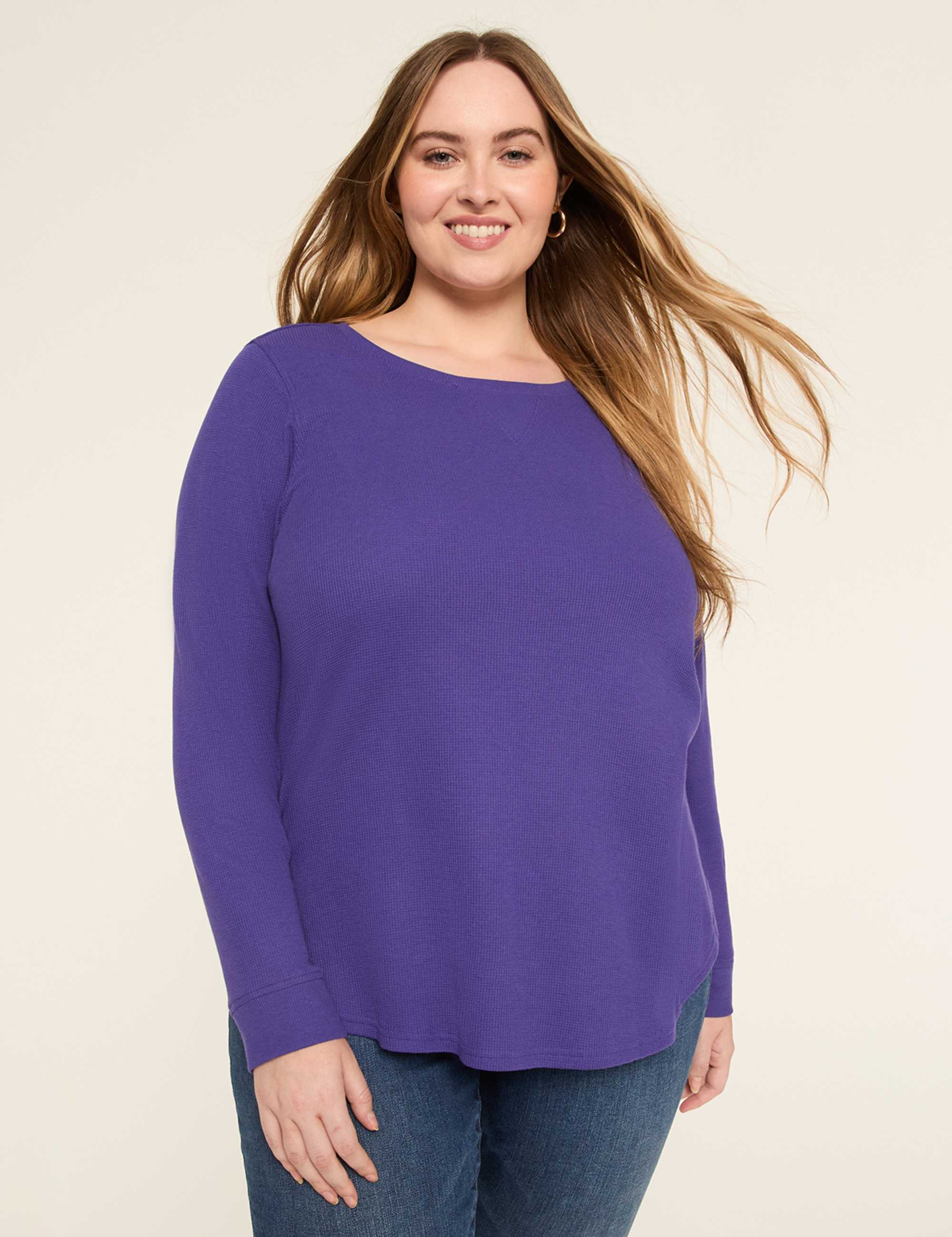Waffle Knit Curved-Hem Tee