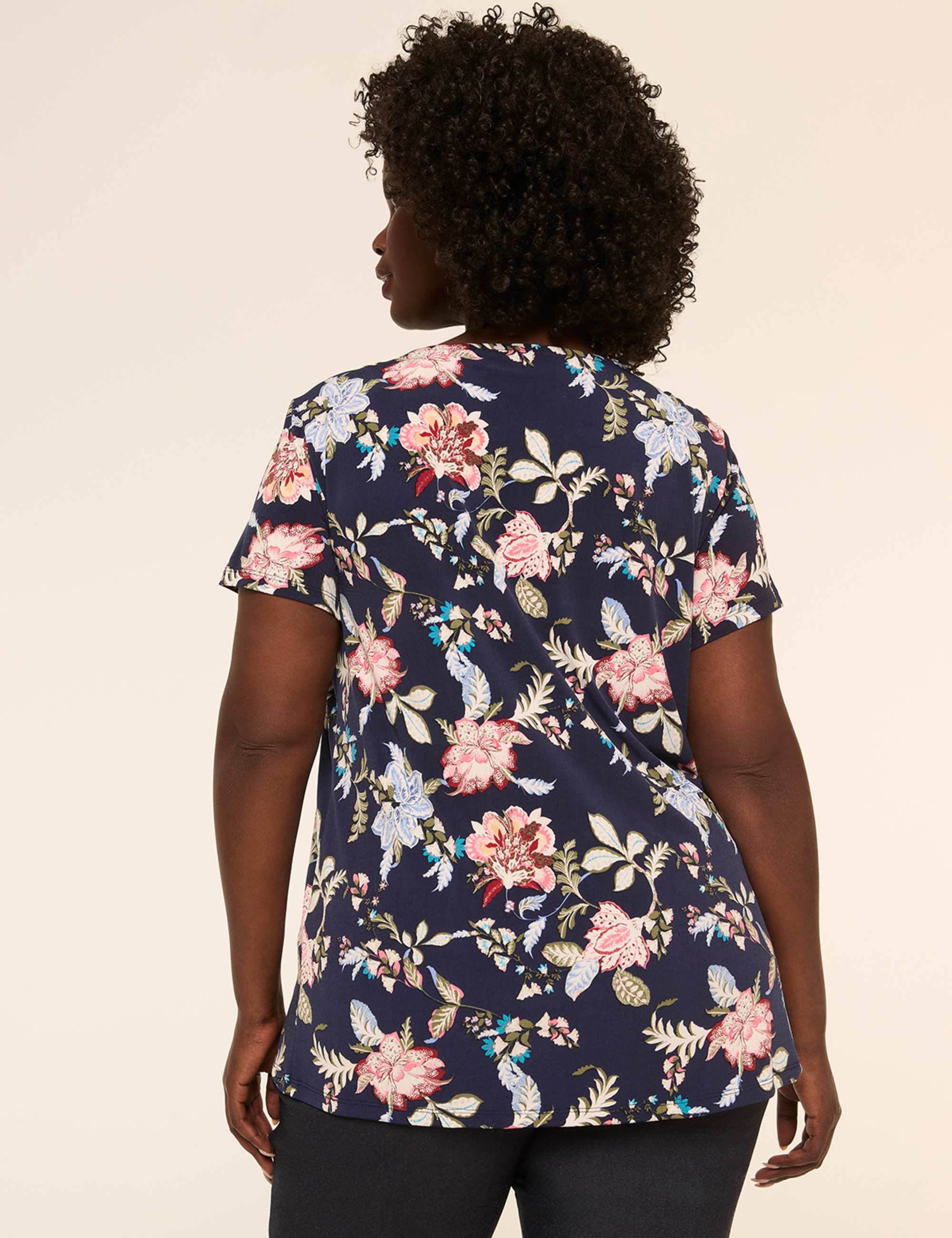 Swing Cap-Sleeve Pleat-Front Top