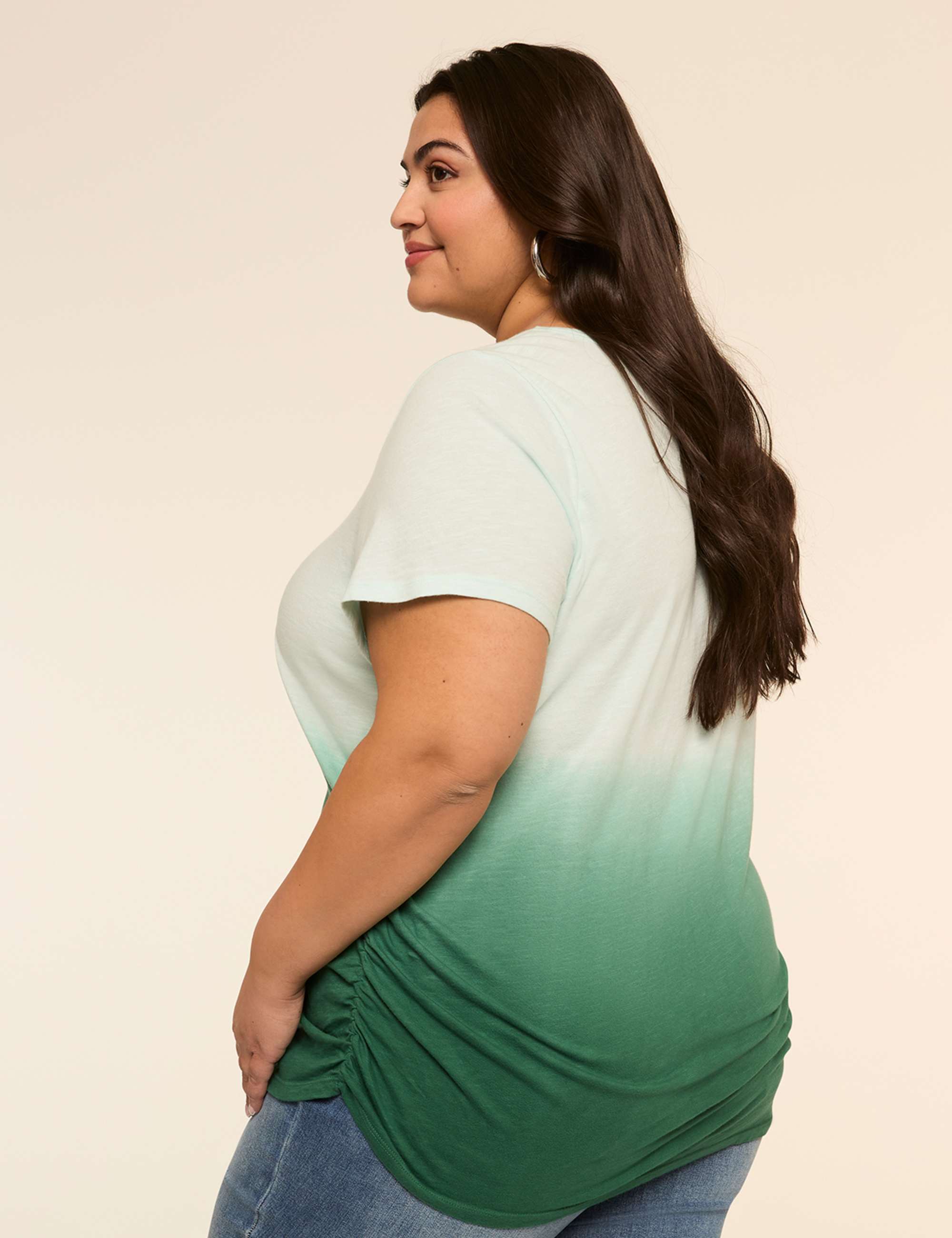 Short-Sleeve V-Neck Side-Ruched Tee