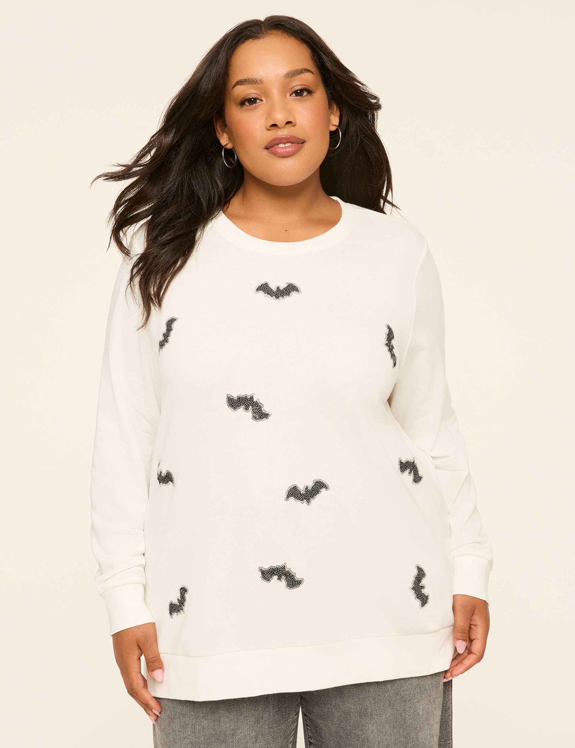 Sequin Bats Graphic Sweatshirt
