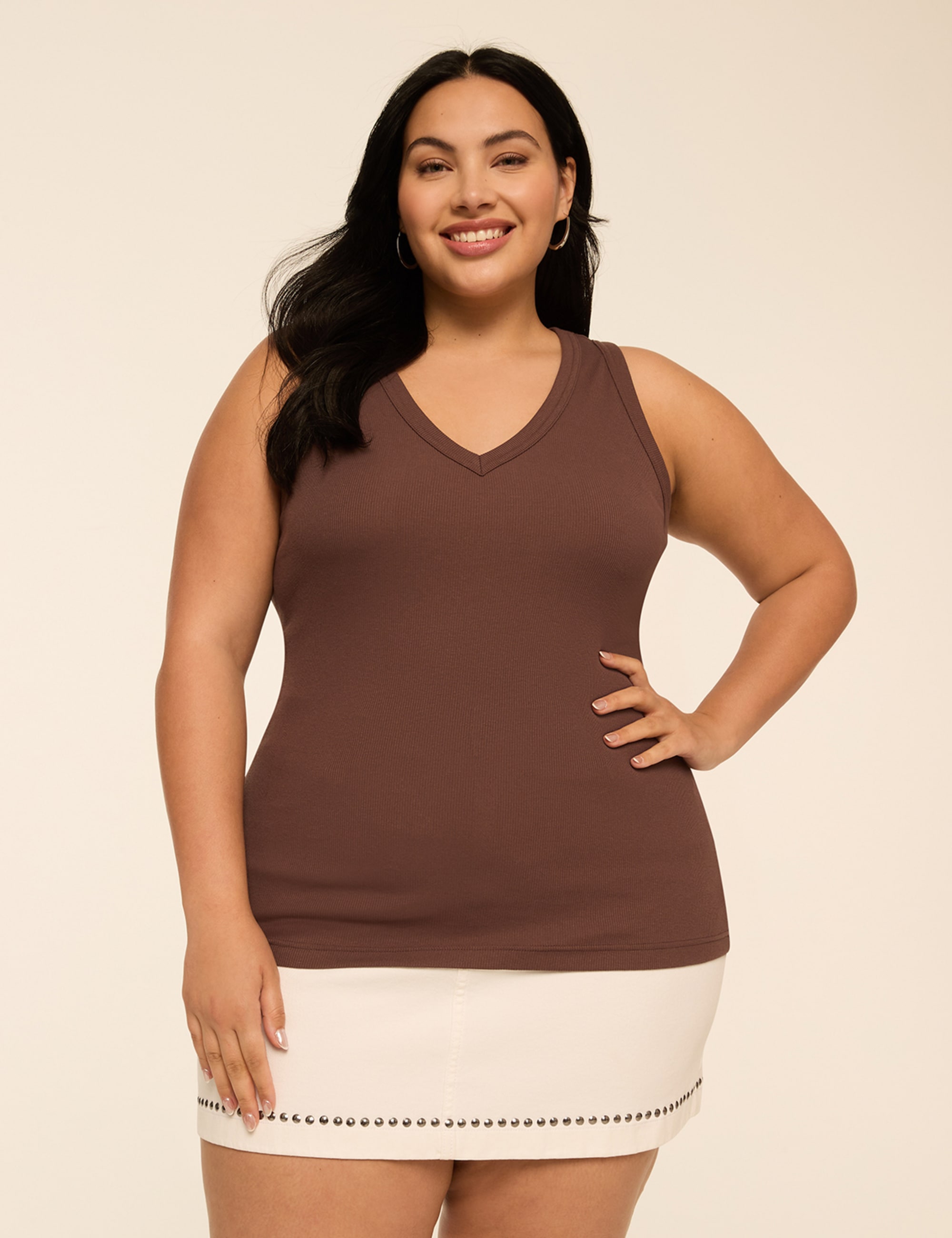 Deep V-Neck Rib Layering Tank