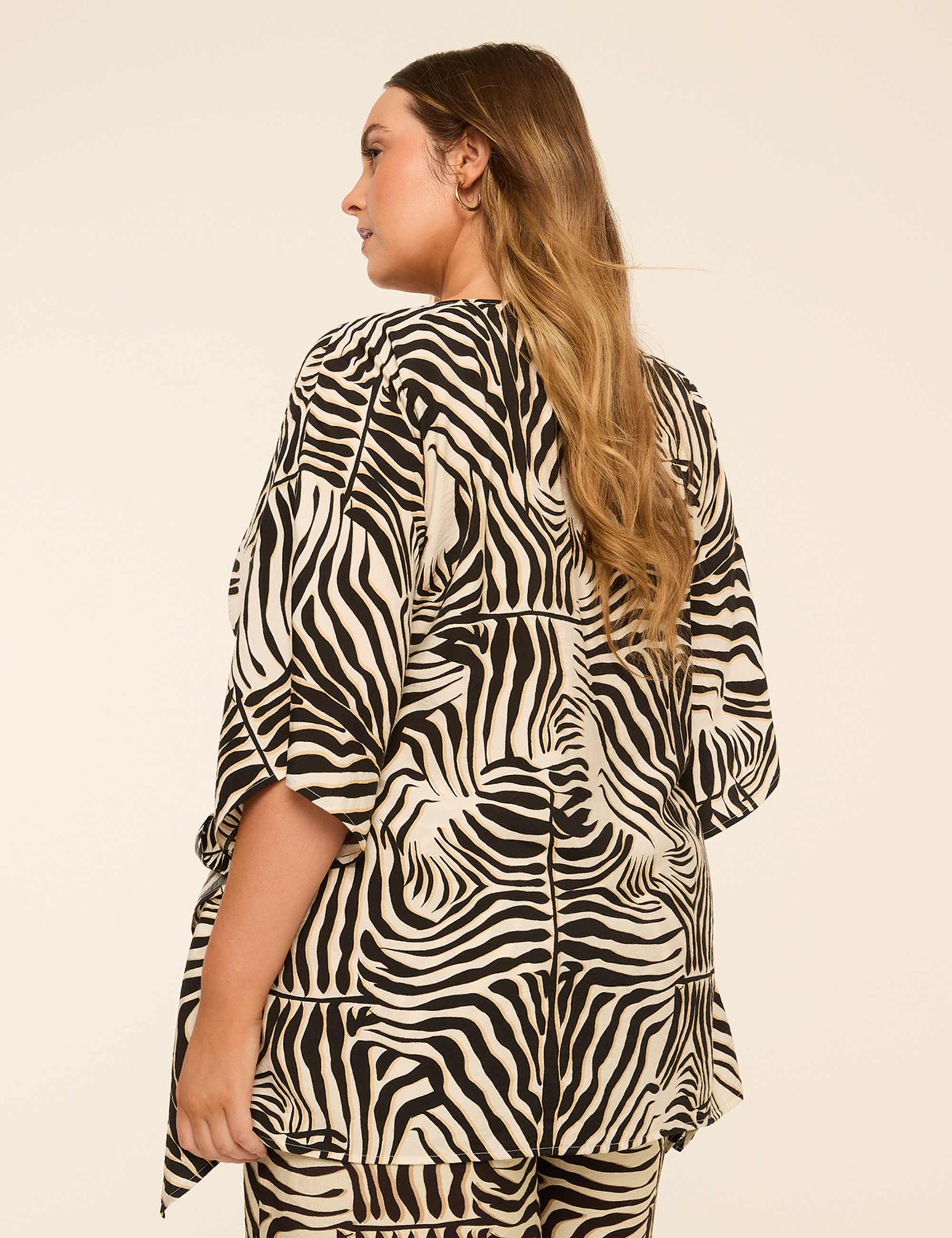 Tie-Waist Kimono Popover Top