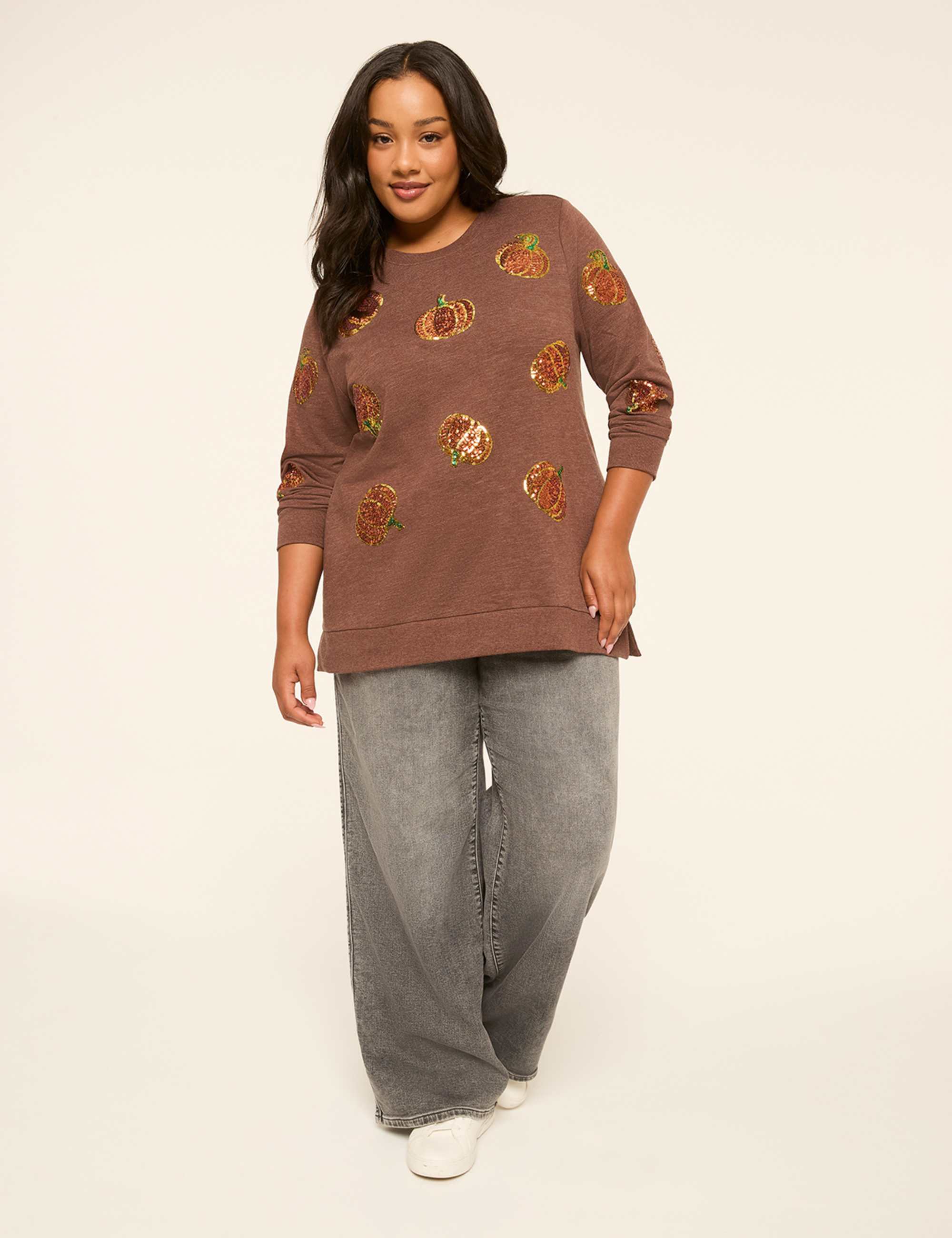 Sequin Pumpkins Graphic Sweatshirt