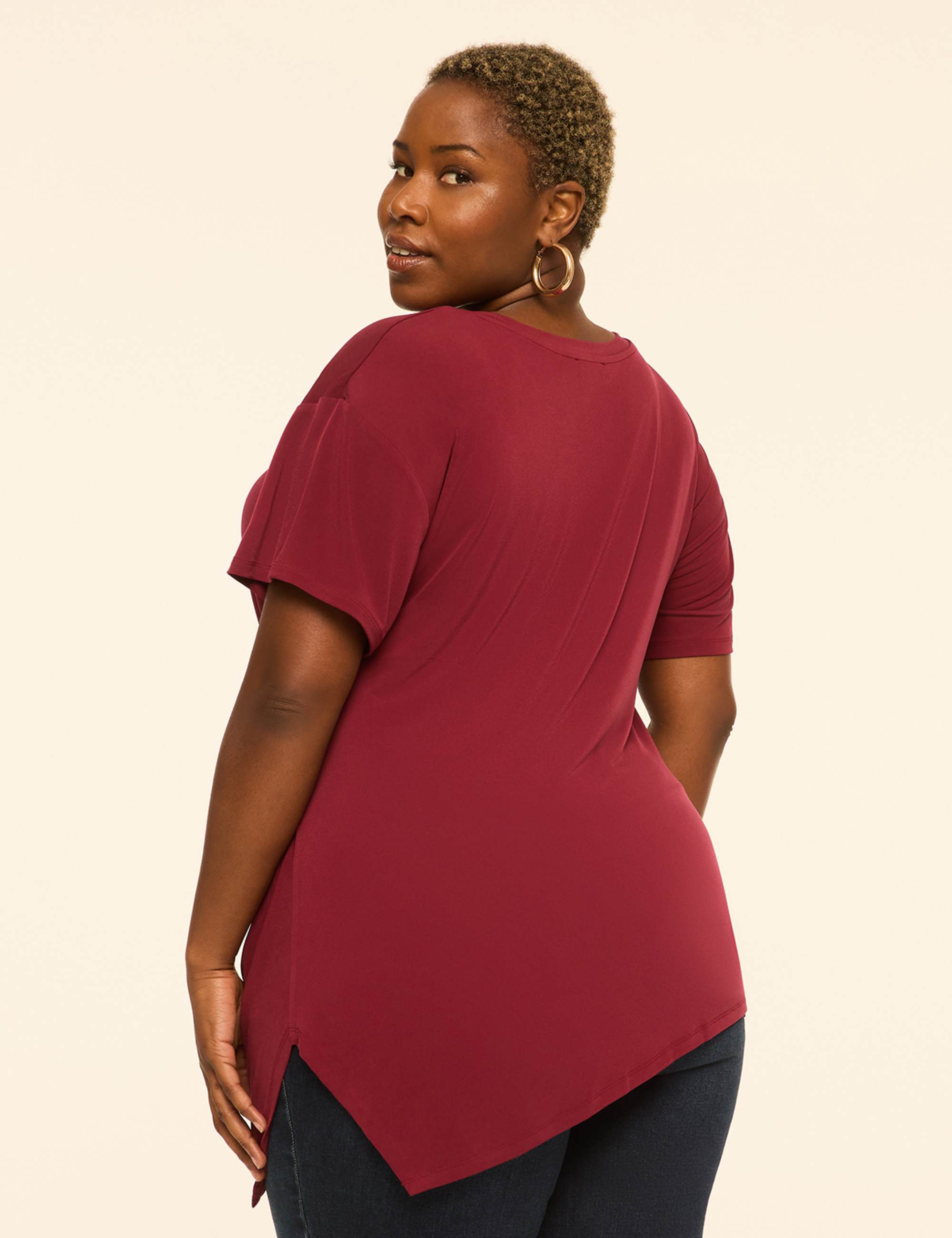 Side-Ruched Asymmetrical-Hem Top