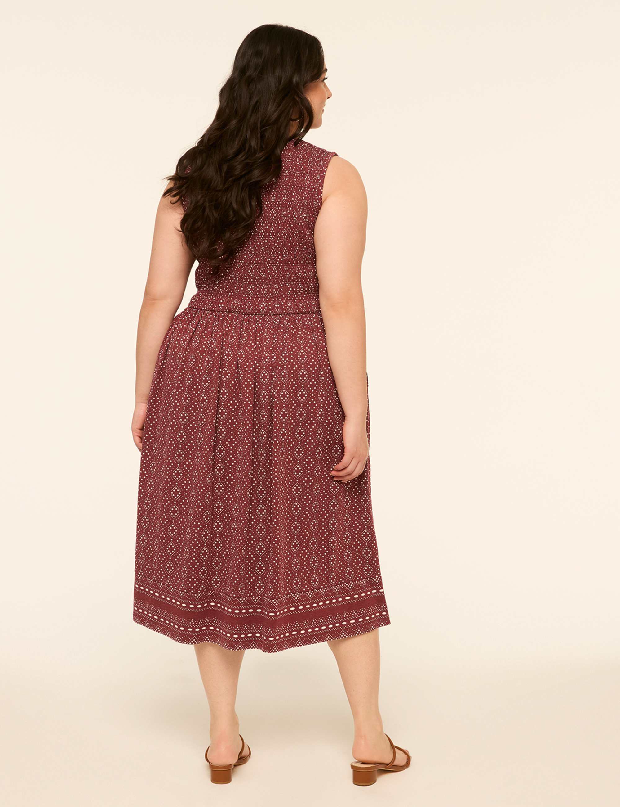 Sleeveless Smocked-Bodice Midi Dress