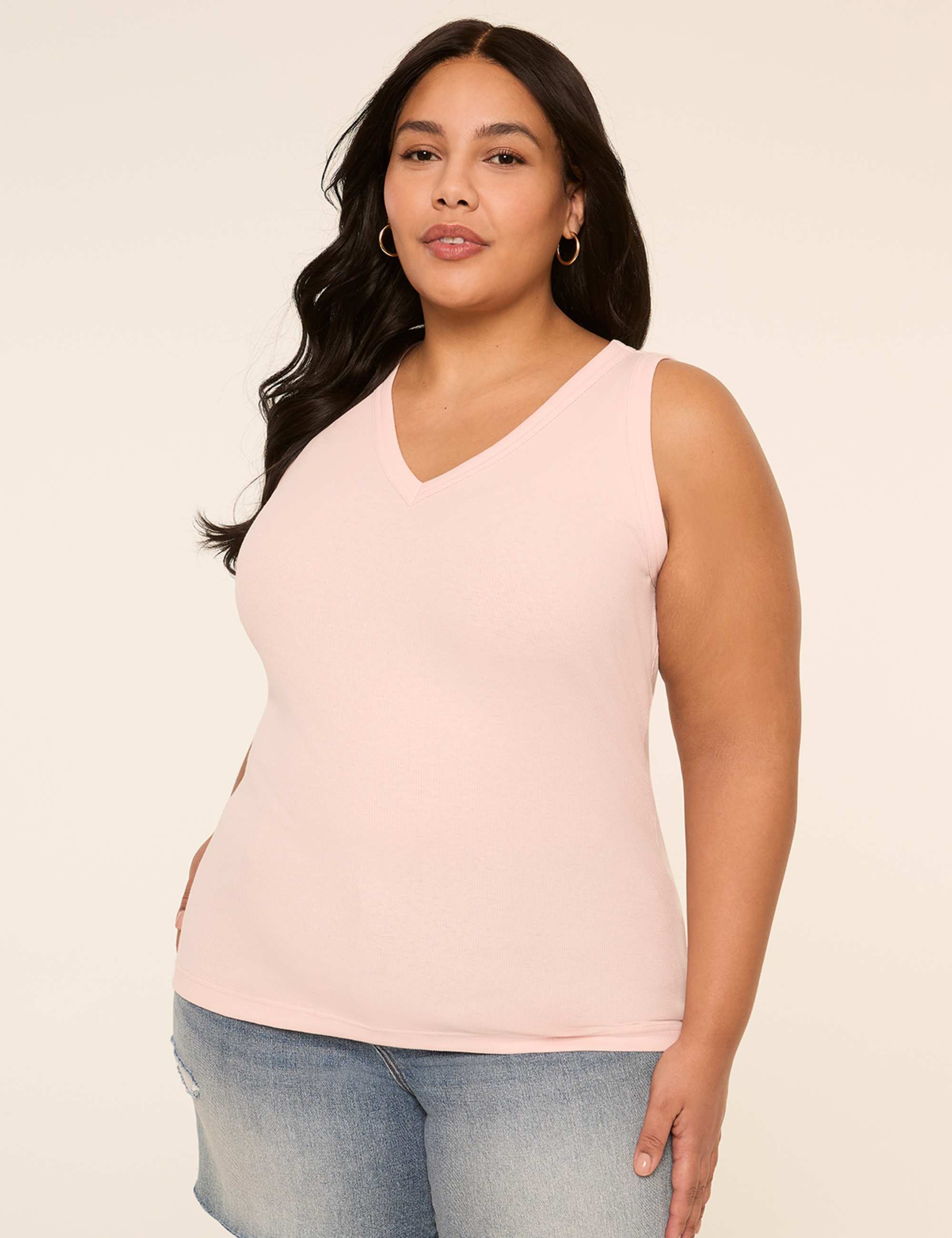 Deep V-Neck Rib Layering Tank