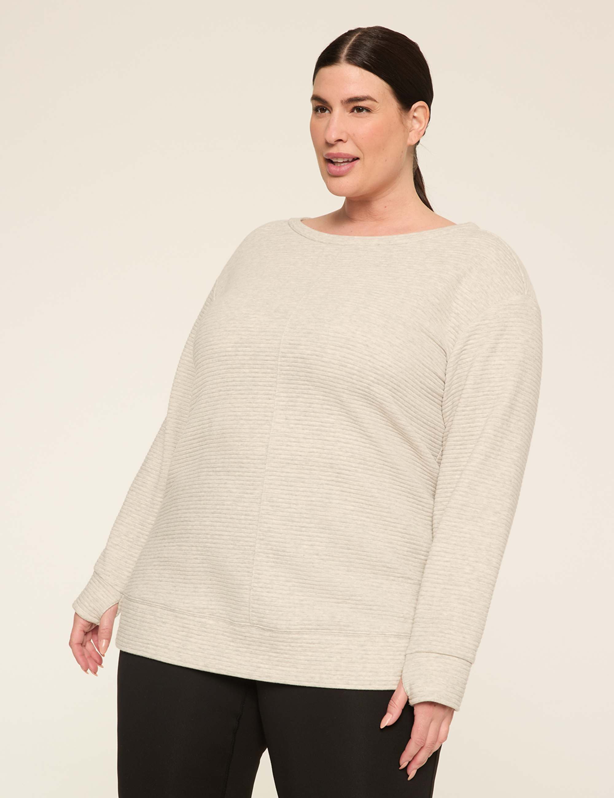 LIVI Long-Sleeve Boatneck Textured Top