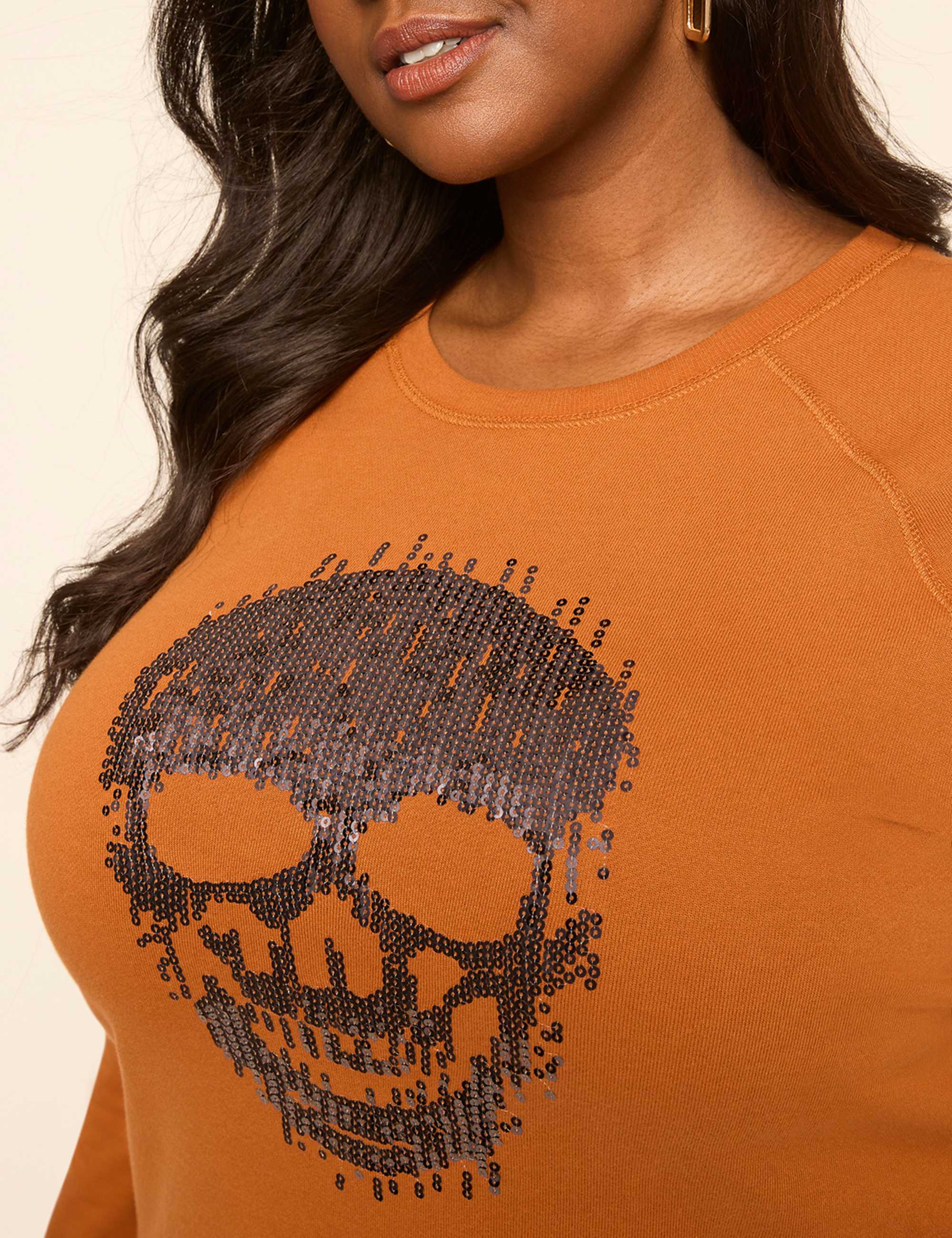 Sequin Skull Graphic Sweatshirt