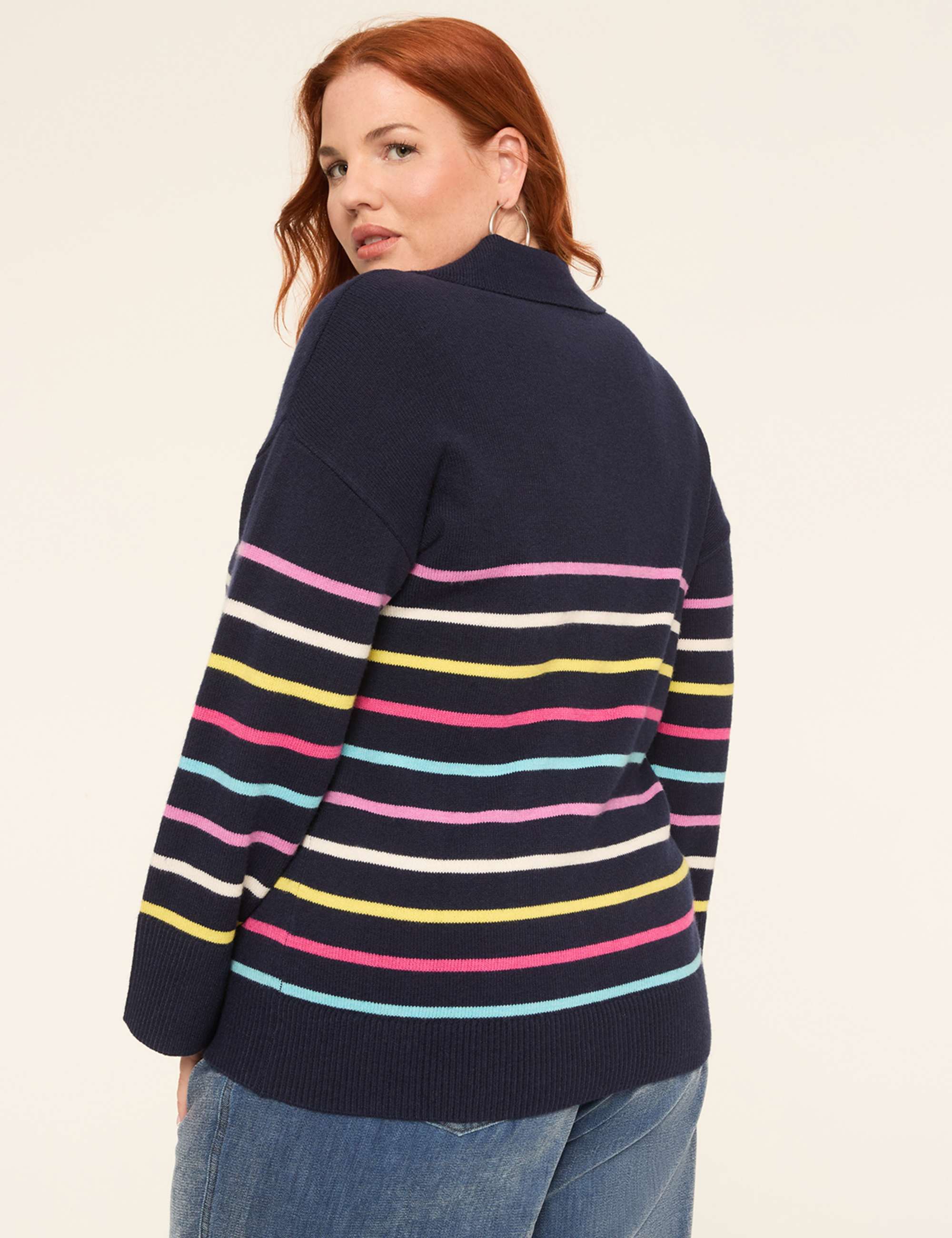 Long-Sleeve V-Neck Collar Sweater