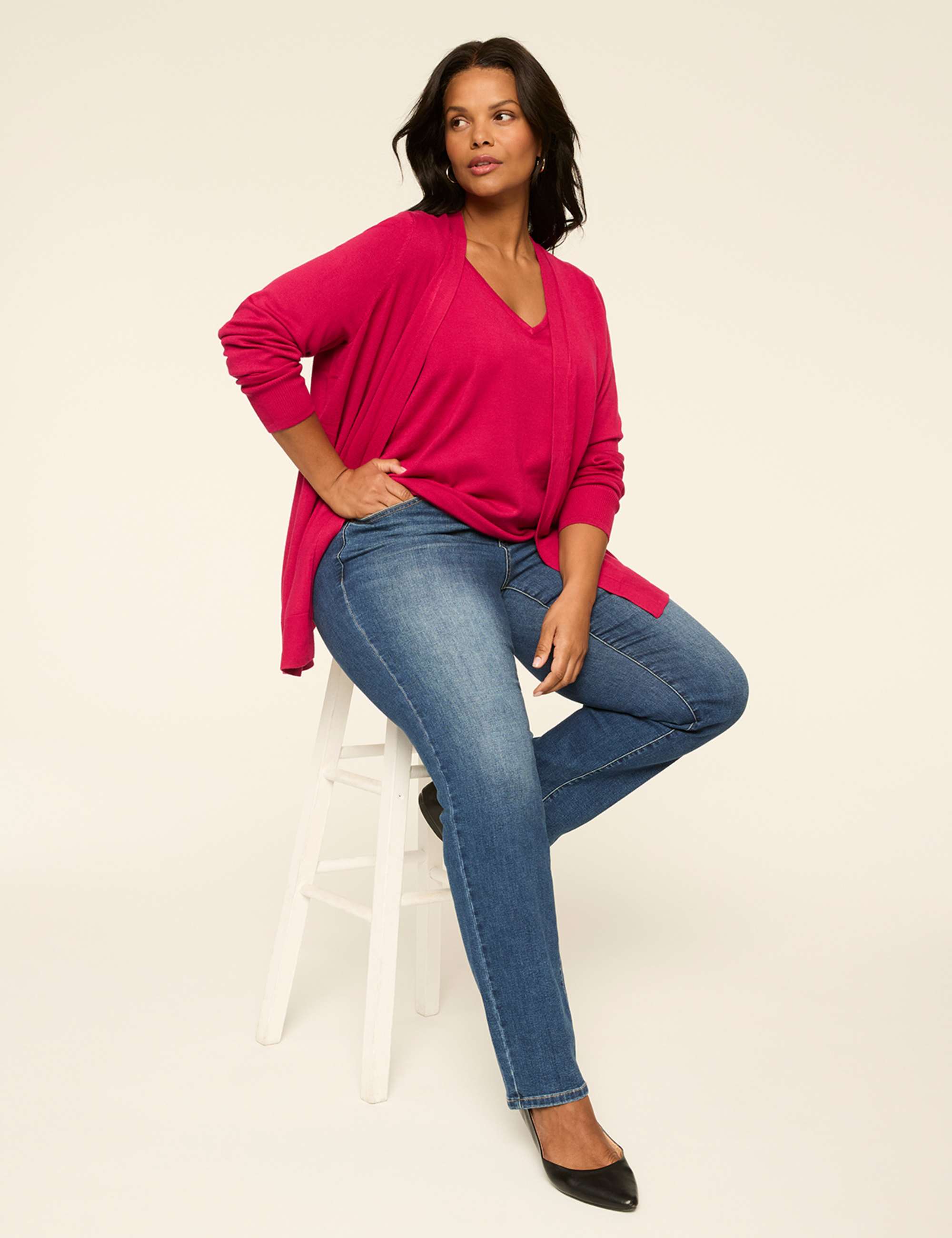 Modern Long-Sleeve Open-Front Cardigan