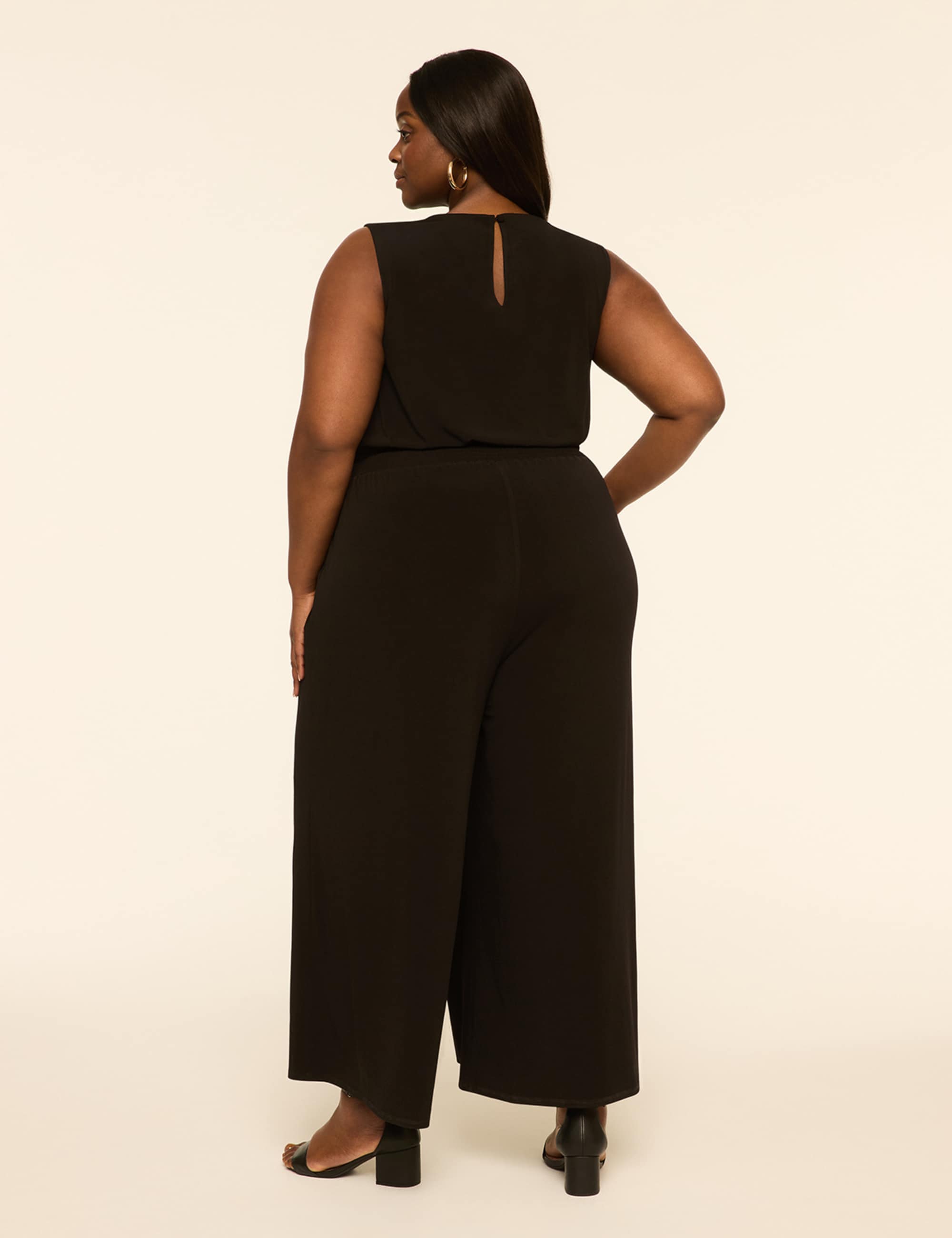 Sleeveless Faux-Wrap Jersey Jumpsuit