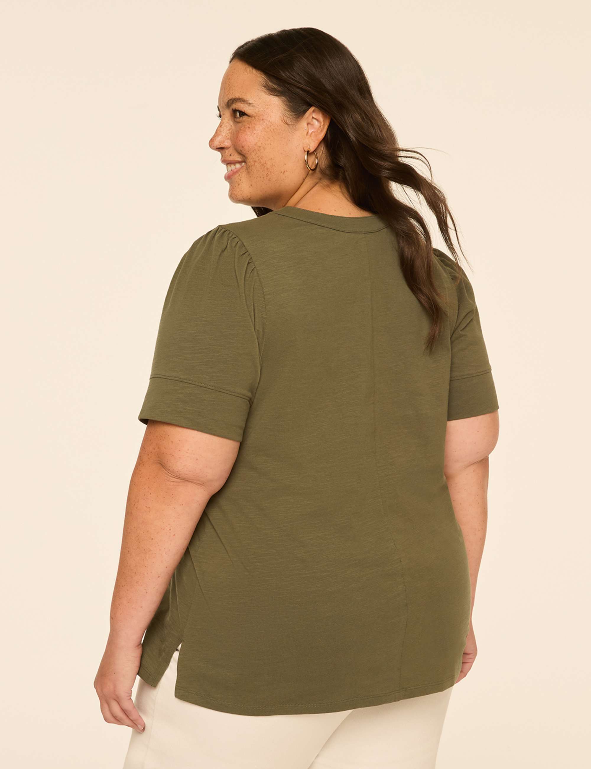 Puff-Sleeve Henley Tee