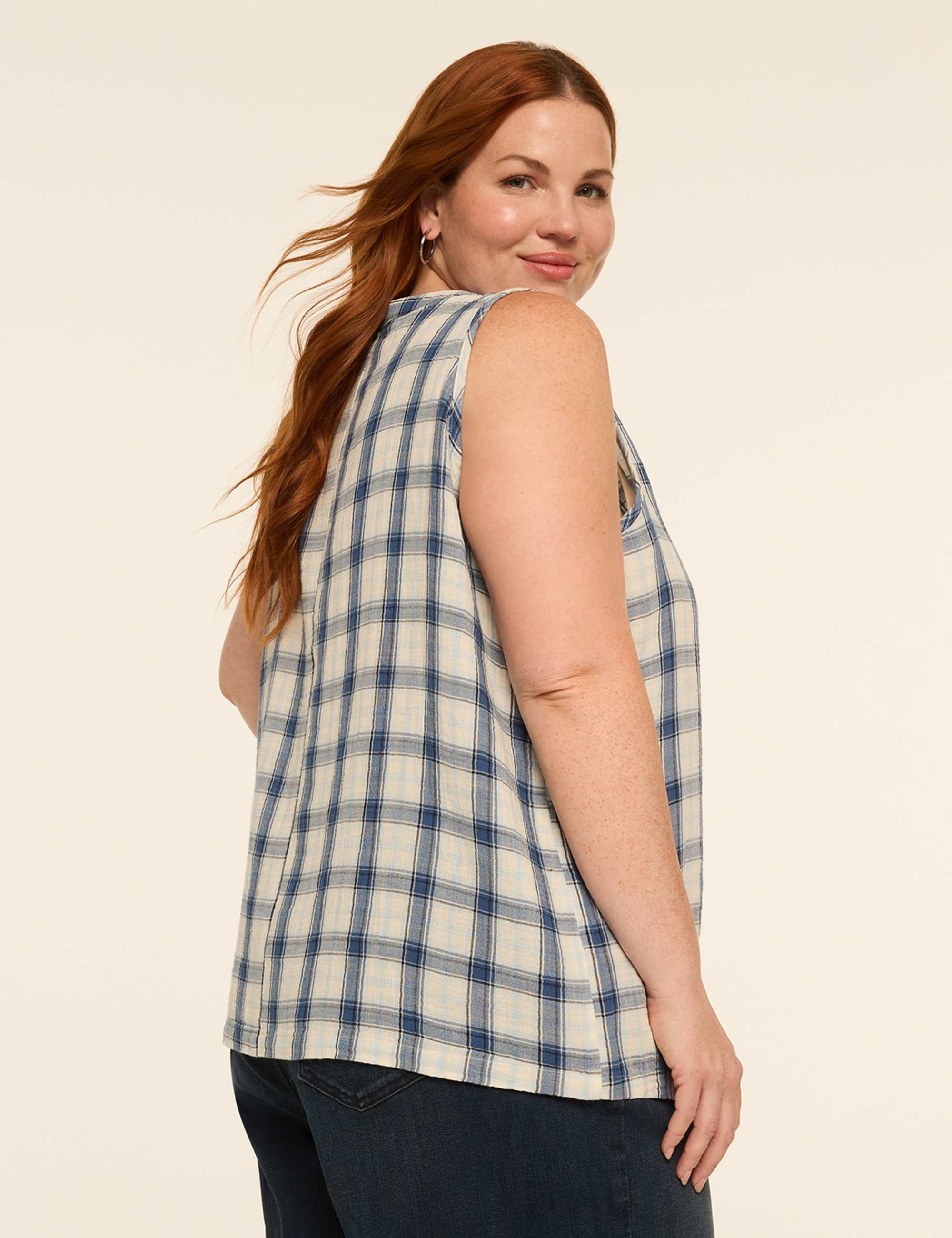 Pintuck Notch-Neck Tank