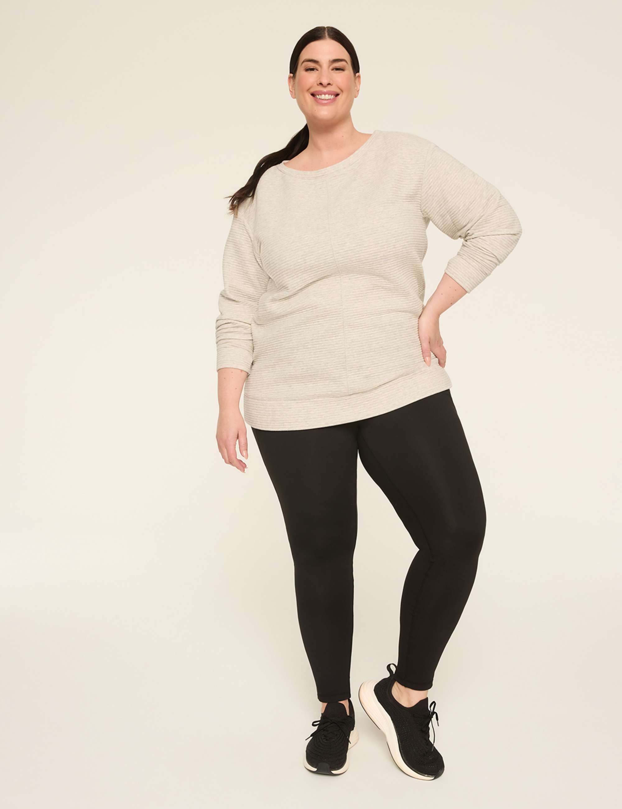 LIVI Long-Sleeve Boatneck Textured Top