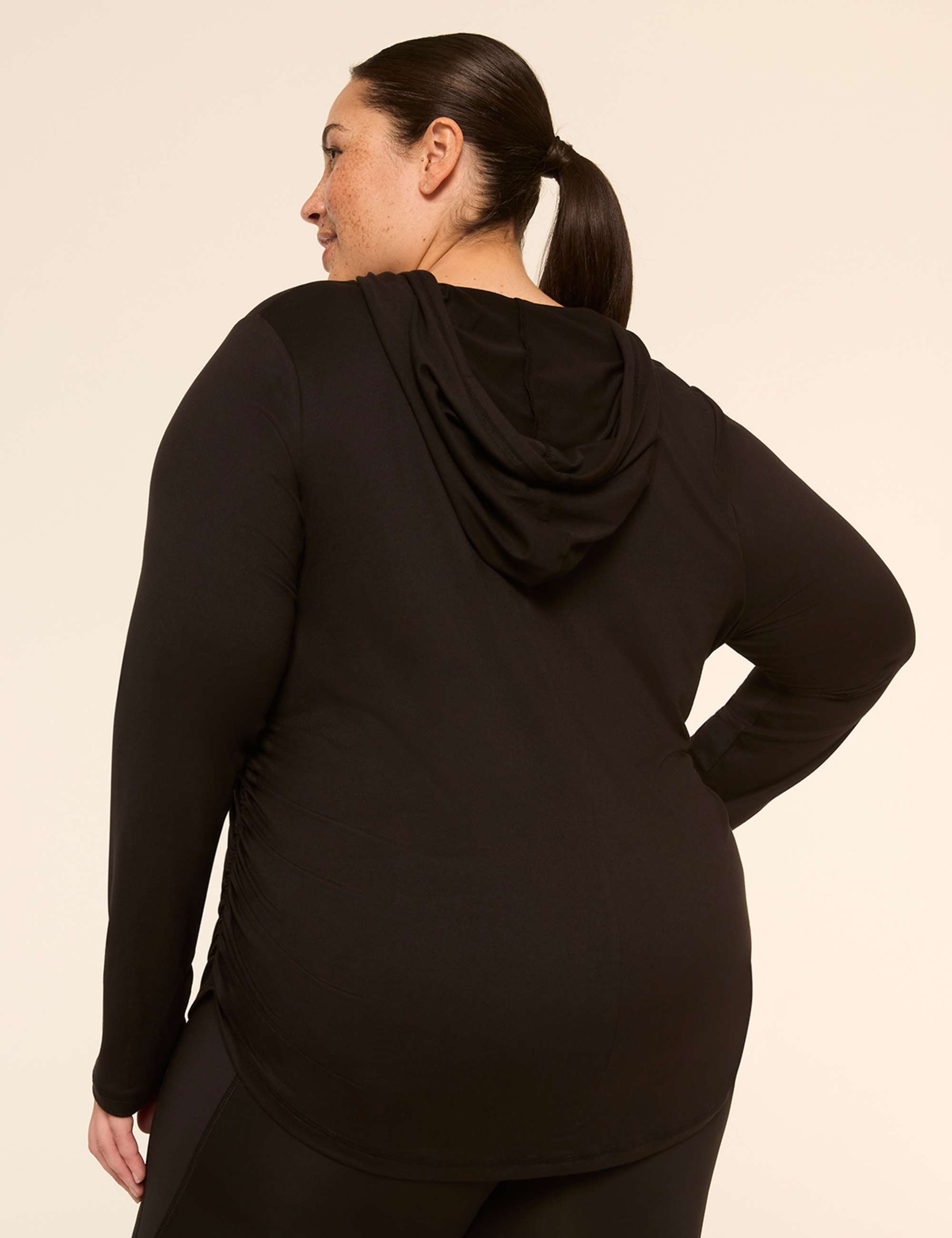 LIVI Soft Long-Sleeve Side-Ruched Hoodie
