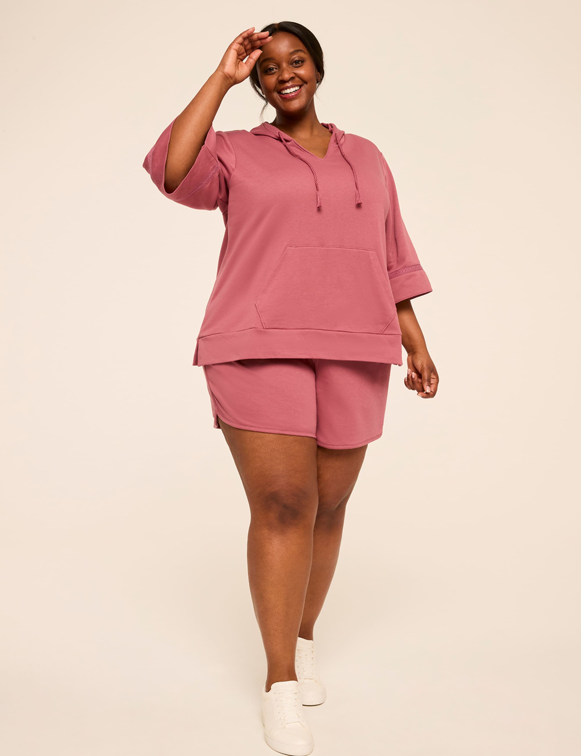 LIVI French Terry Crochet-Trim Hoodie