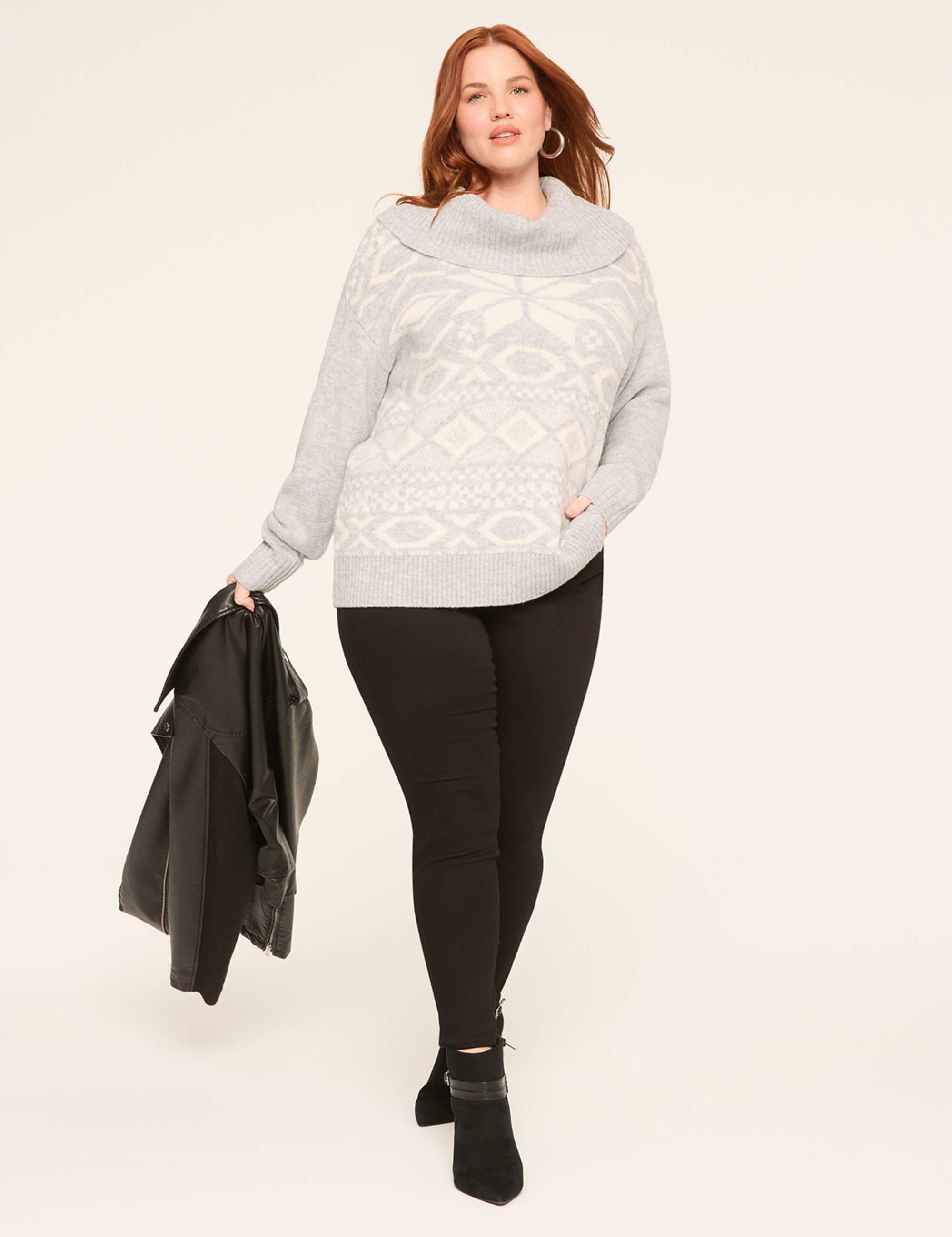 Fair Isle Cowl-Neck Sweater