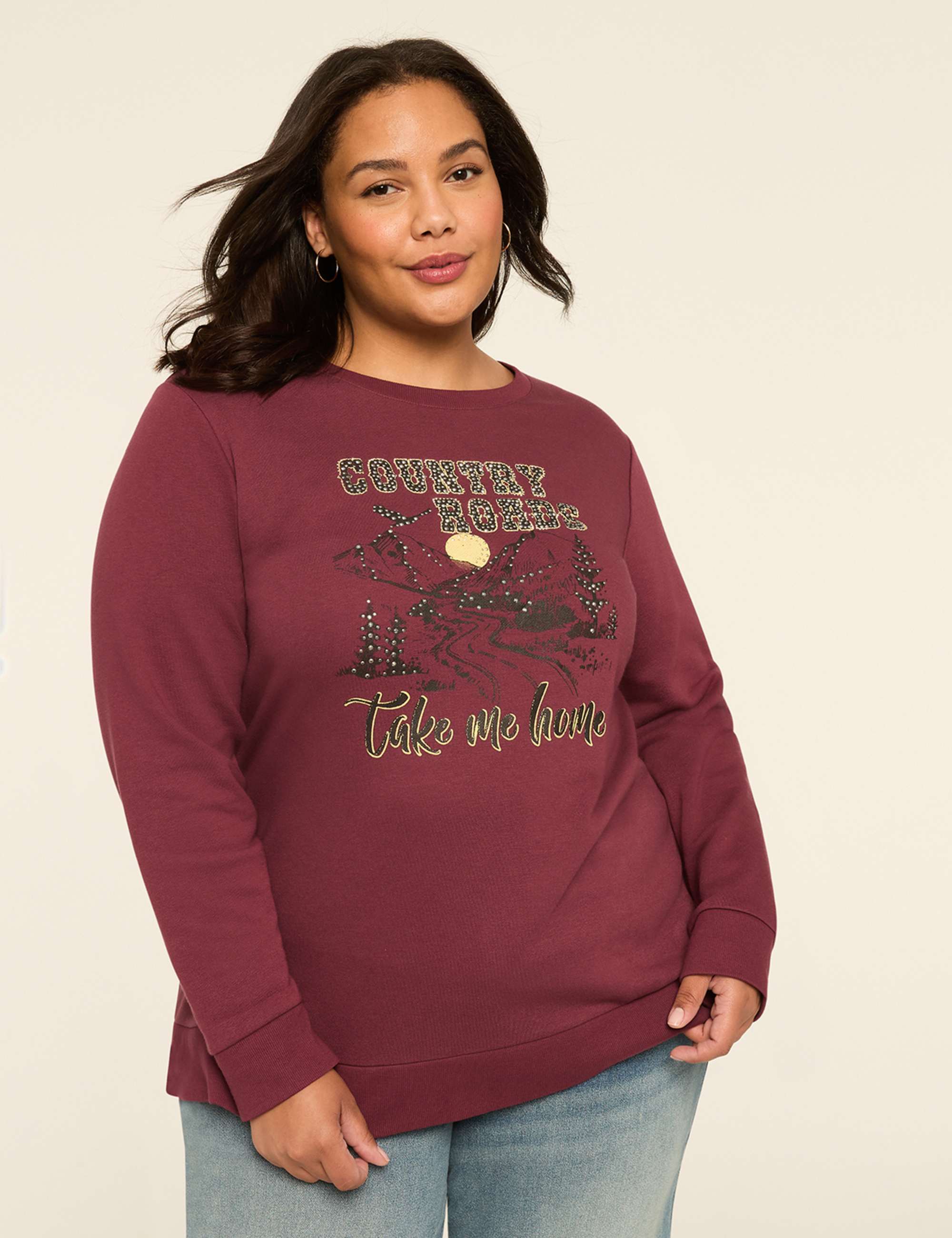 Rhinestone Country Roads Graphic Sweatshirt
