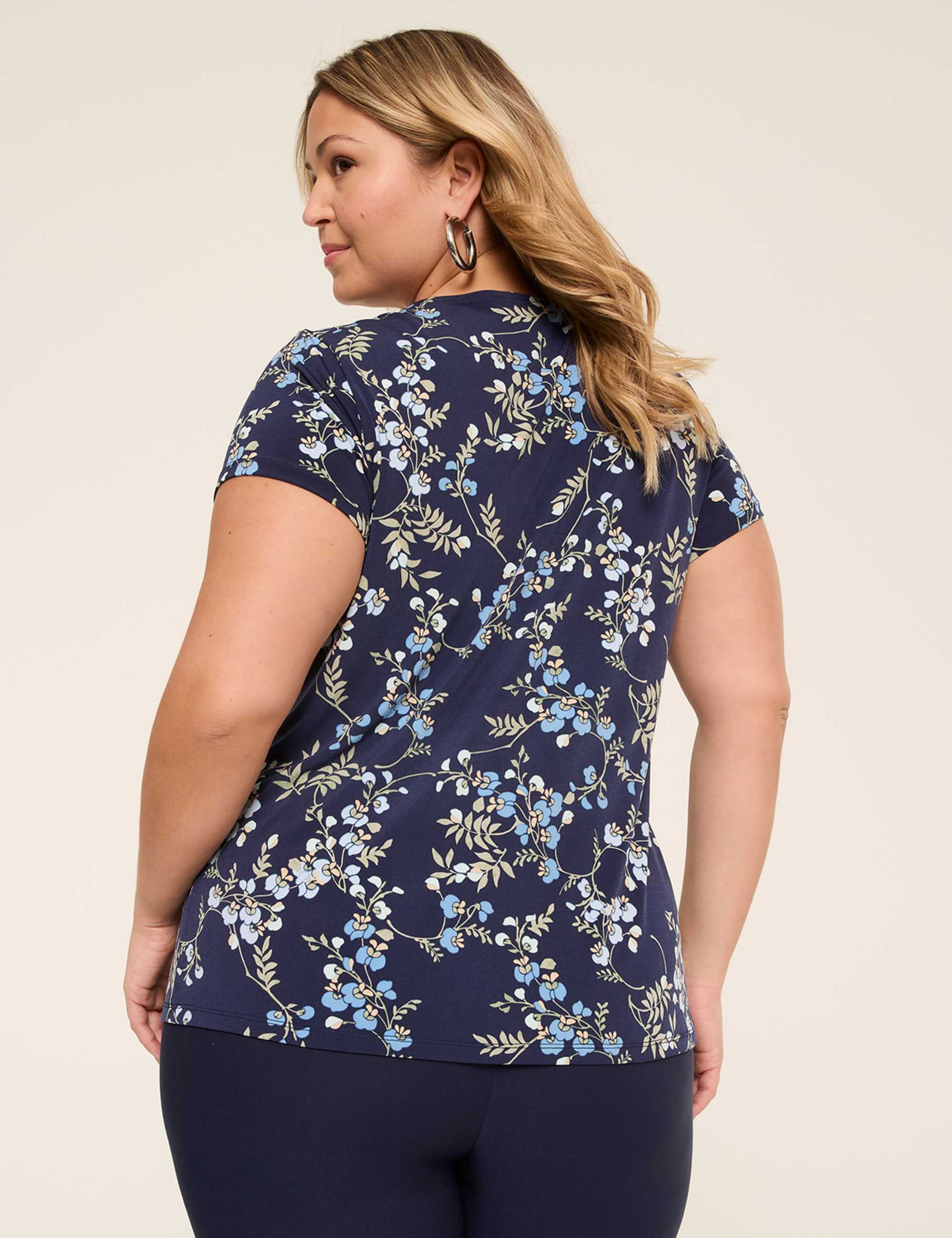 Swing Cap-Sleeve Pleat-Front Top