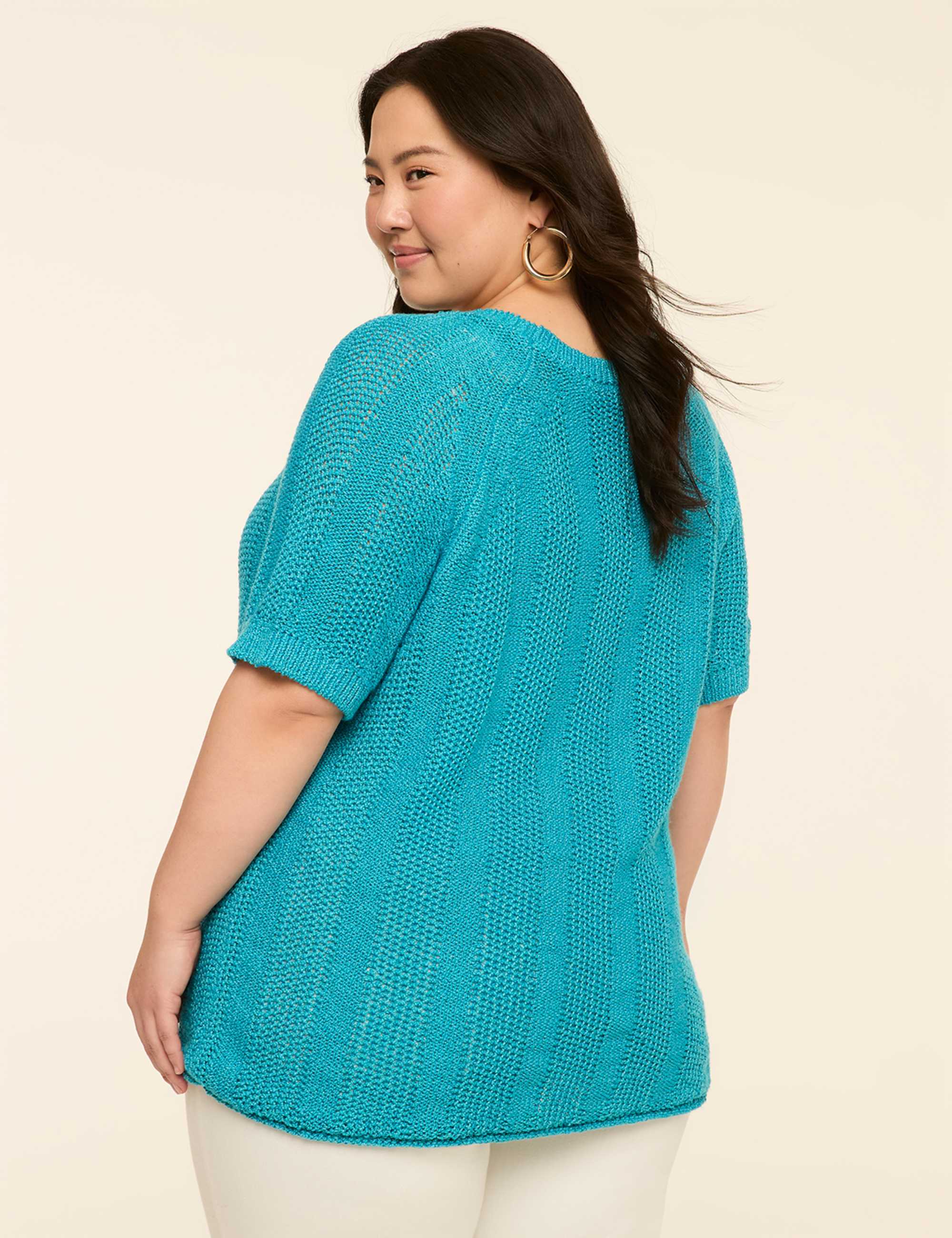 Elbow-Sleeve Pullover Sweater