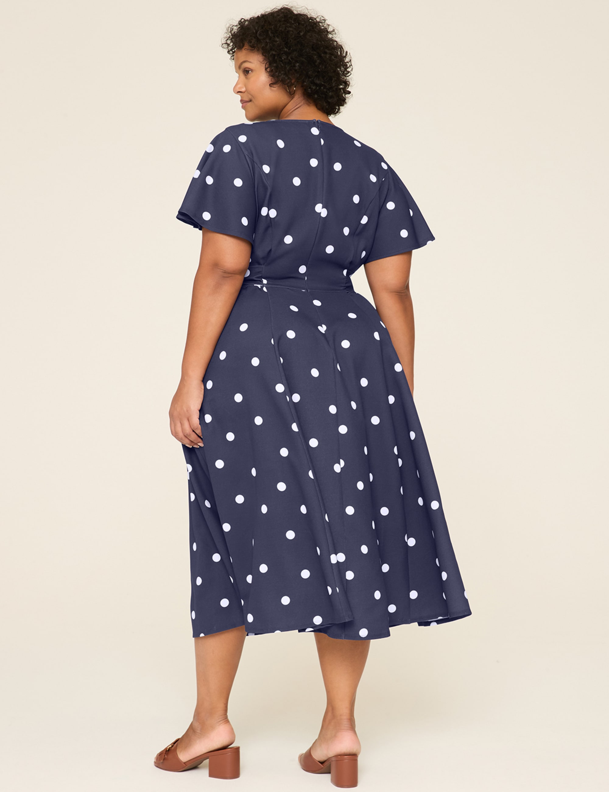 Lena V-Neck Level-Hem Midi Dress