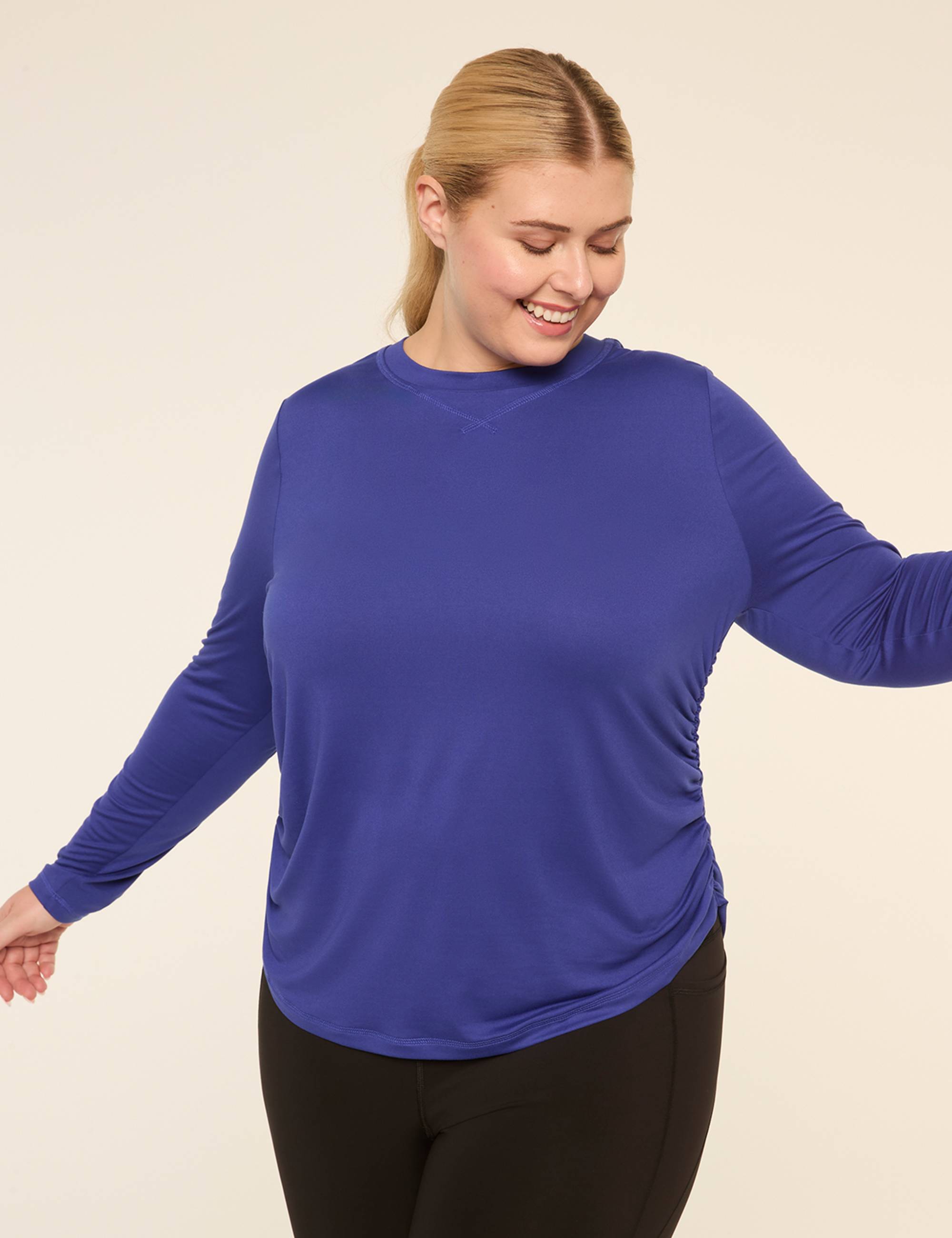 LIVI Soft Long-Sleeve Side-Ruched Tee